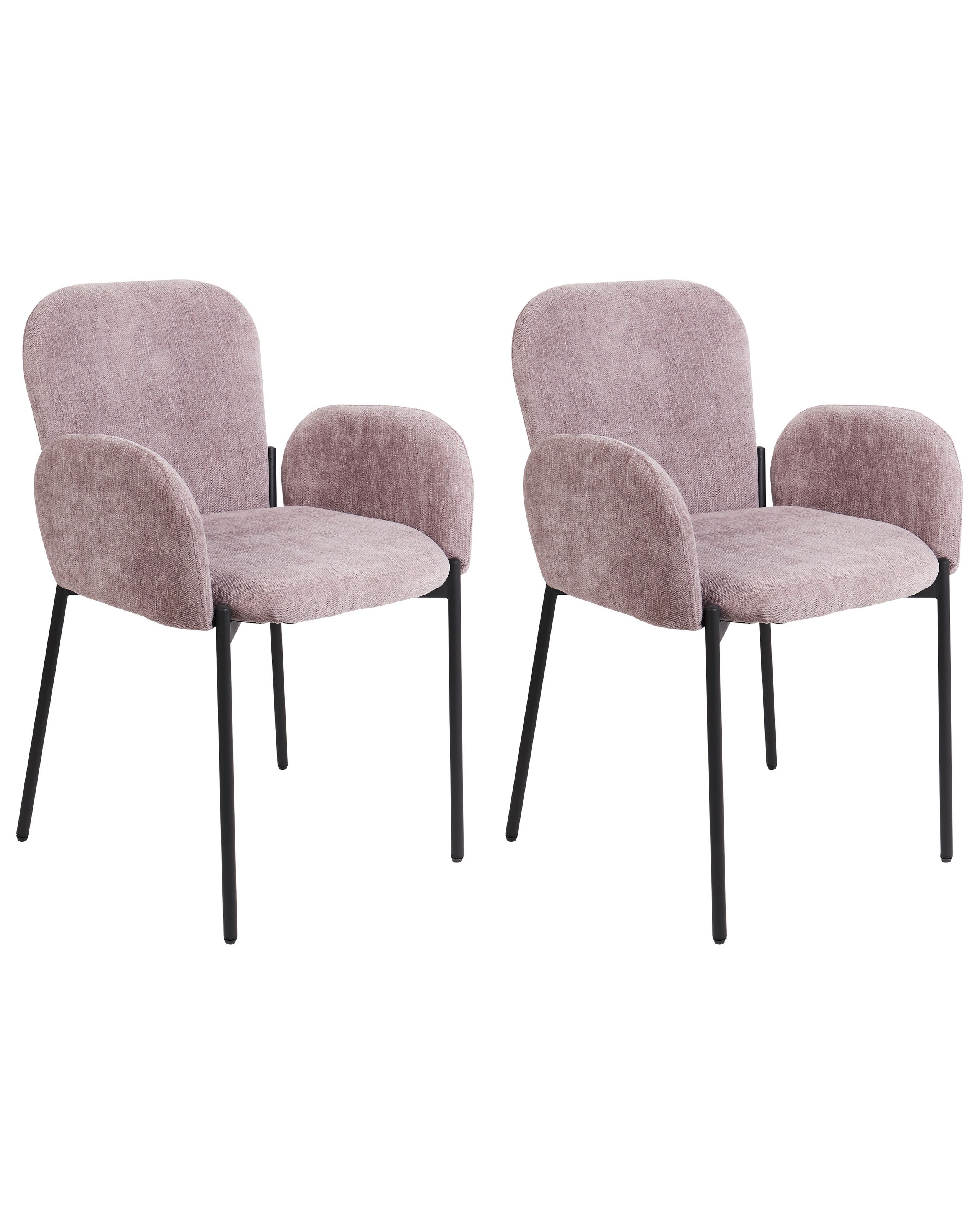Set of 2 Fabric Dining Chairs Pink ALBEE