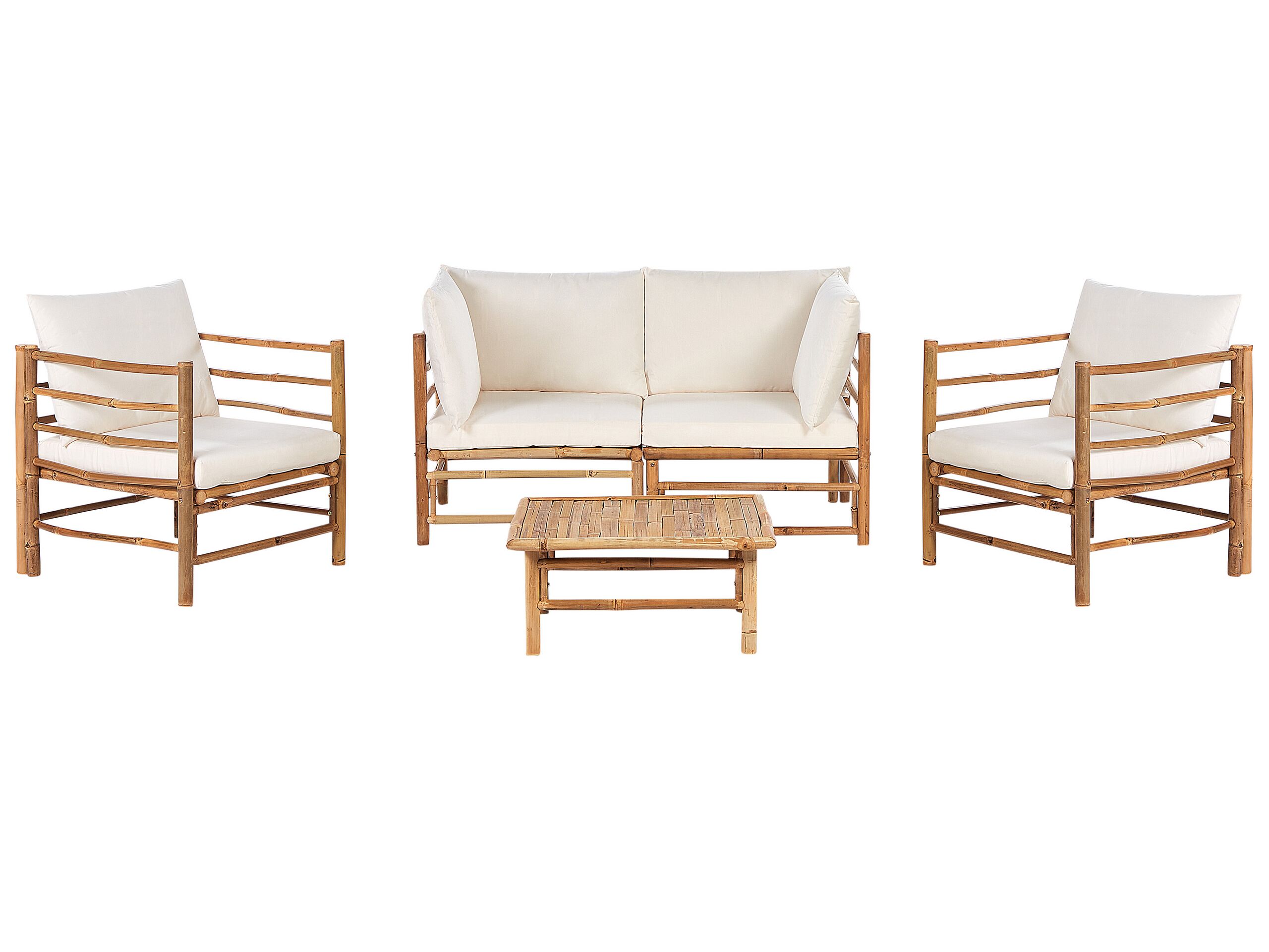 4 Seater Bamboo Garden Sofa Set Off-White CERRETO