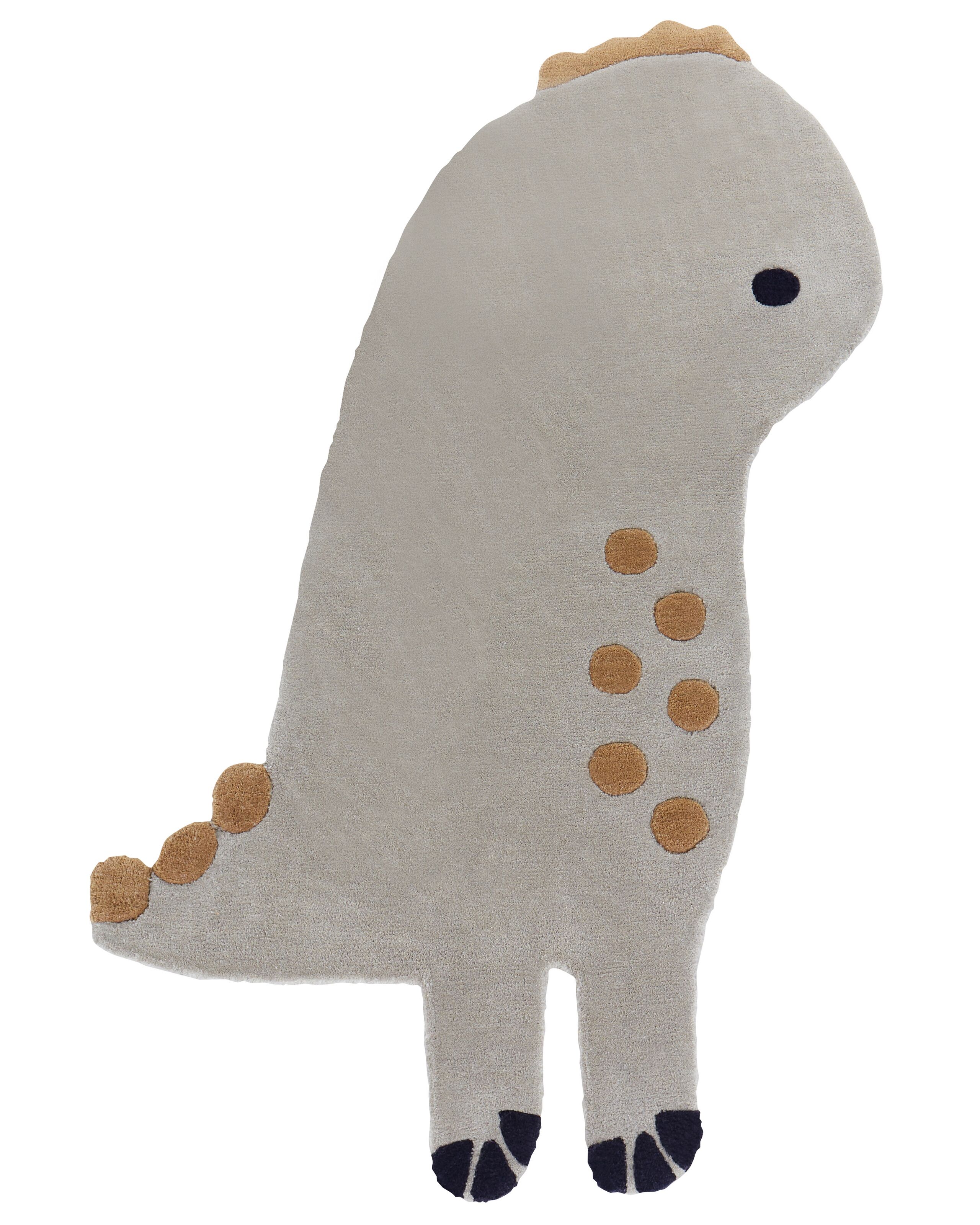 Wool Kids Rug Dinosaur 100x160cm Grey