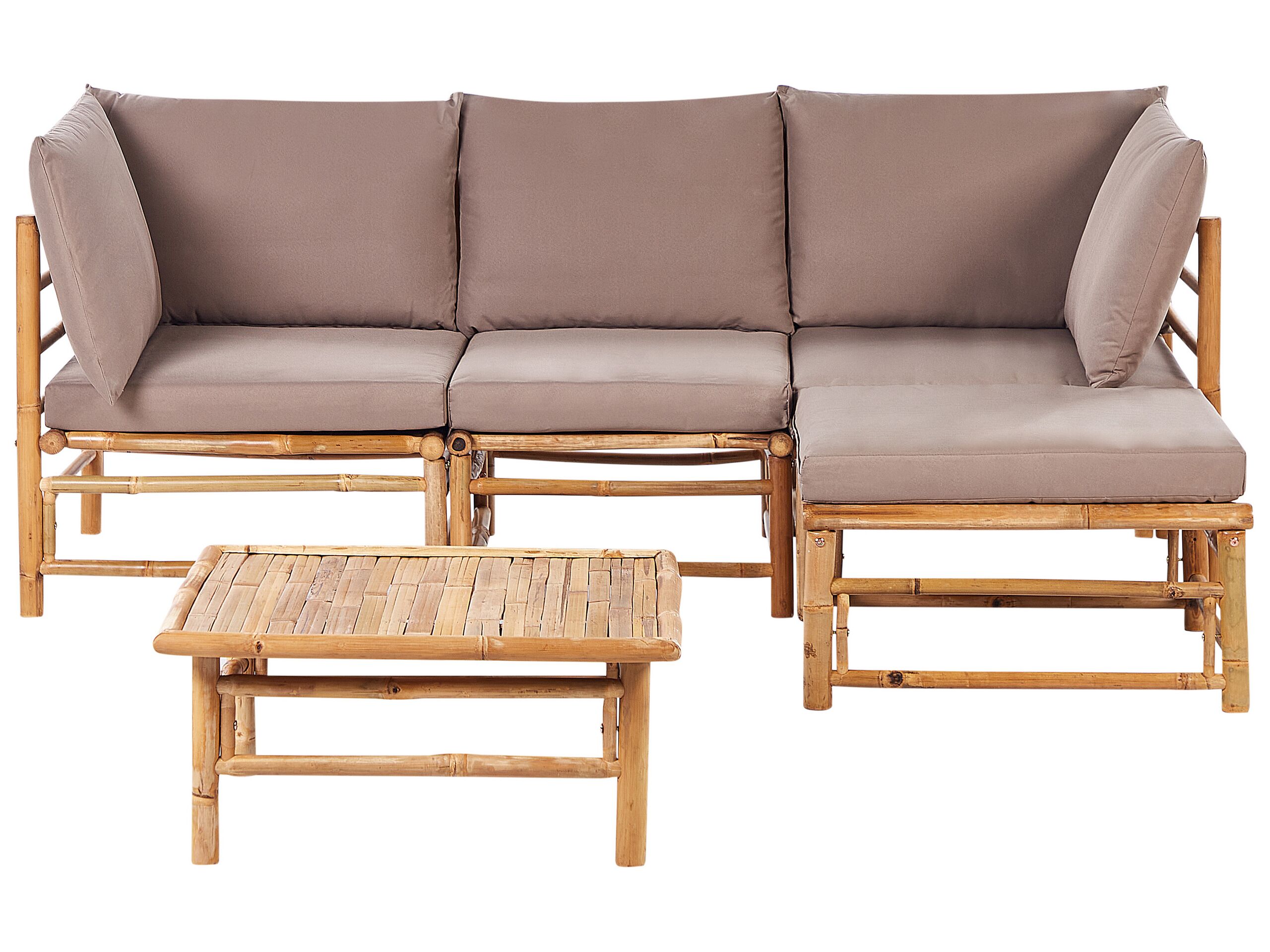 4 Seater Bamboo Garden Corner Sofa Set Taupe CERRETO
