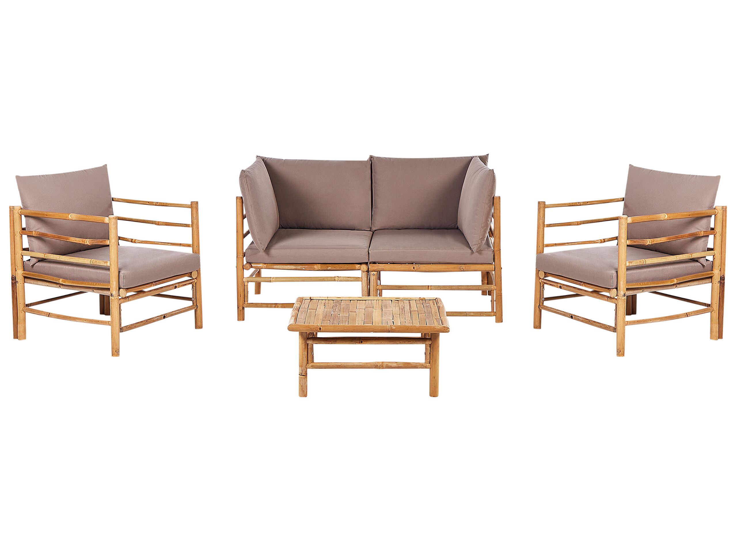 4 Seater Bamboo Garden Sofa Set Taupe CERRETO