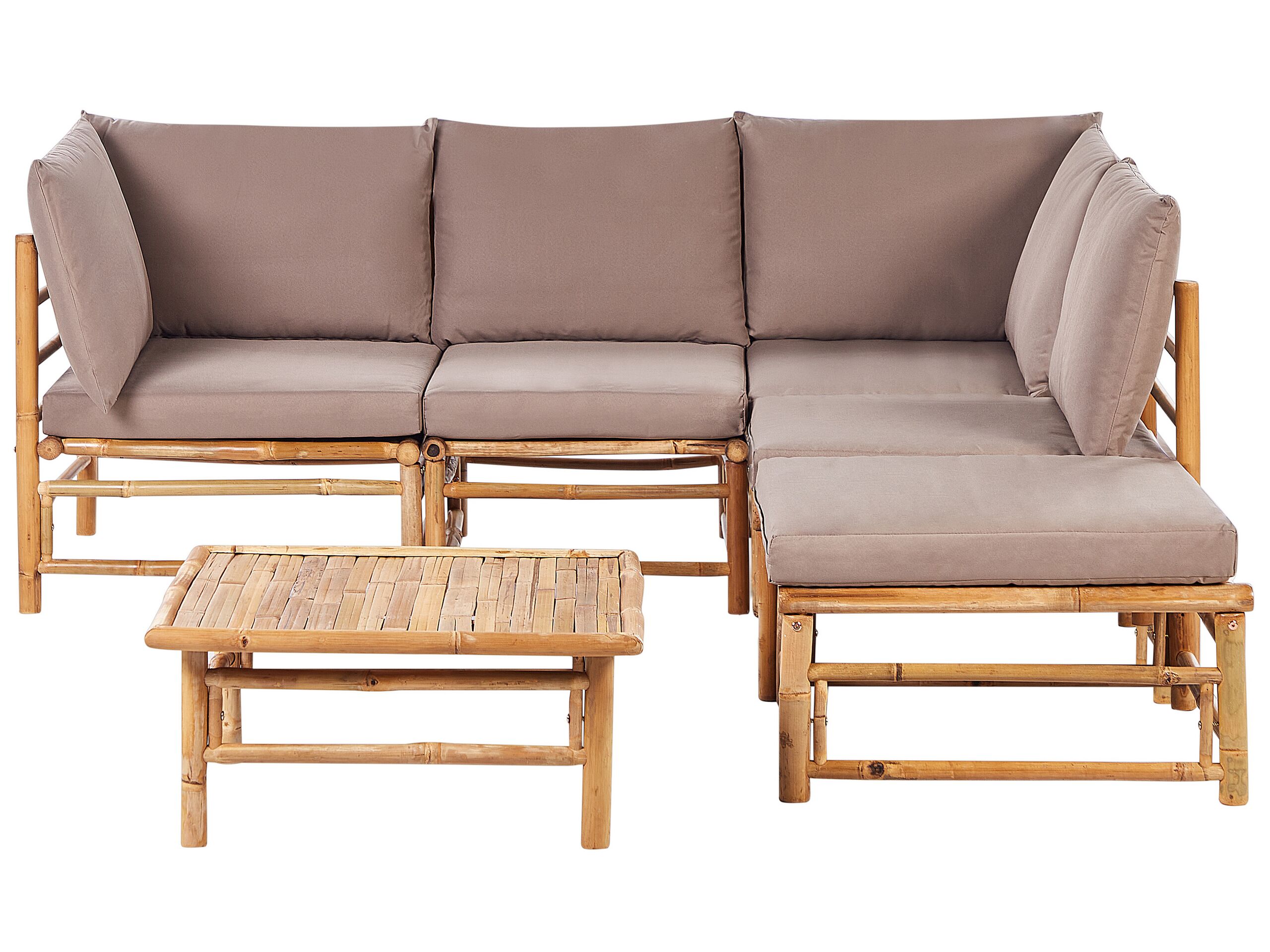 5 Seater Bamboo Garden Corner Sofa Set Taupe CERRETO