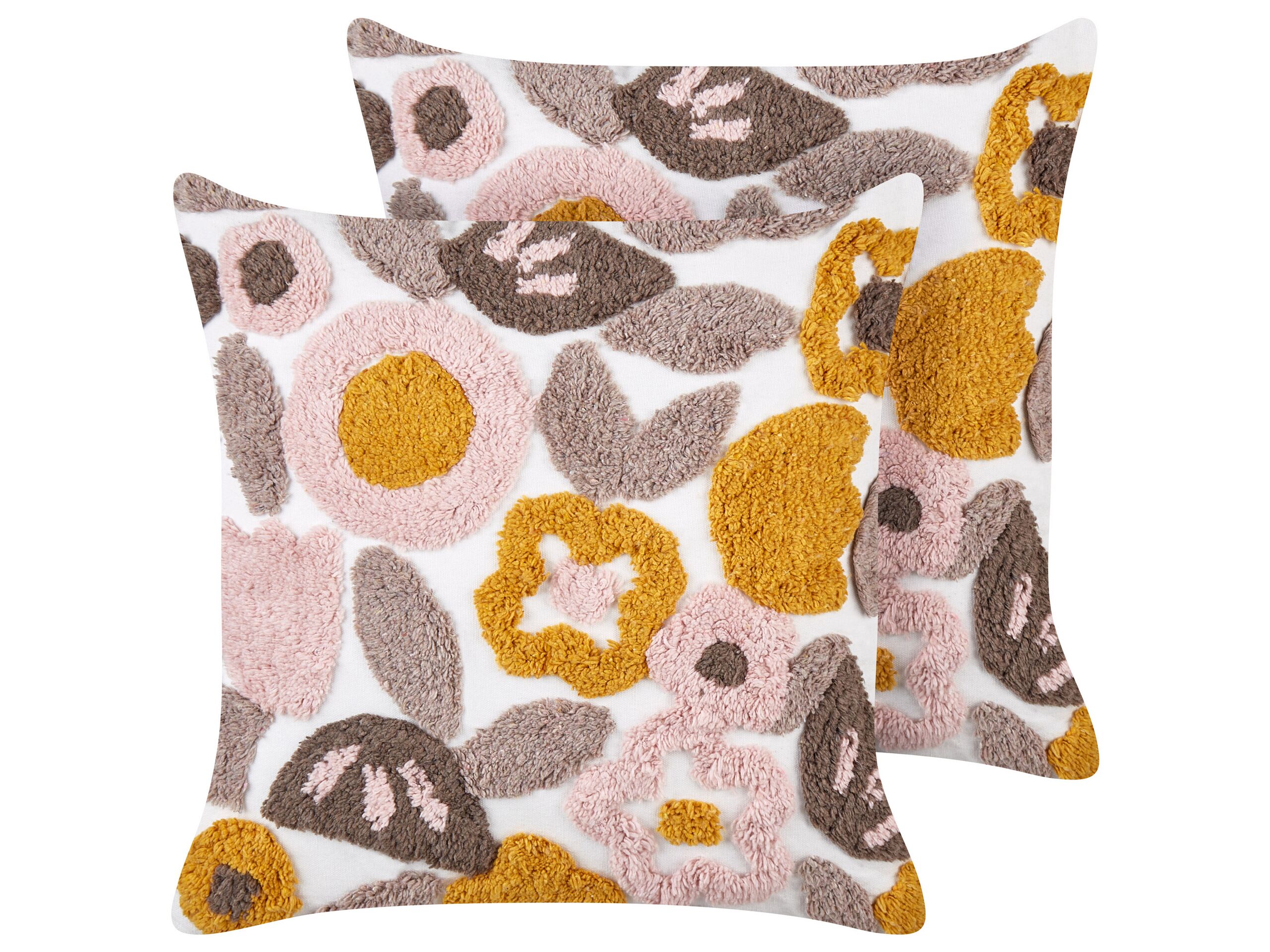 Set of 2 Tufted Cotton Cushions 45x45cm Multicolour