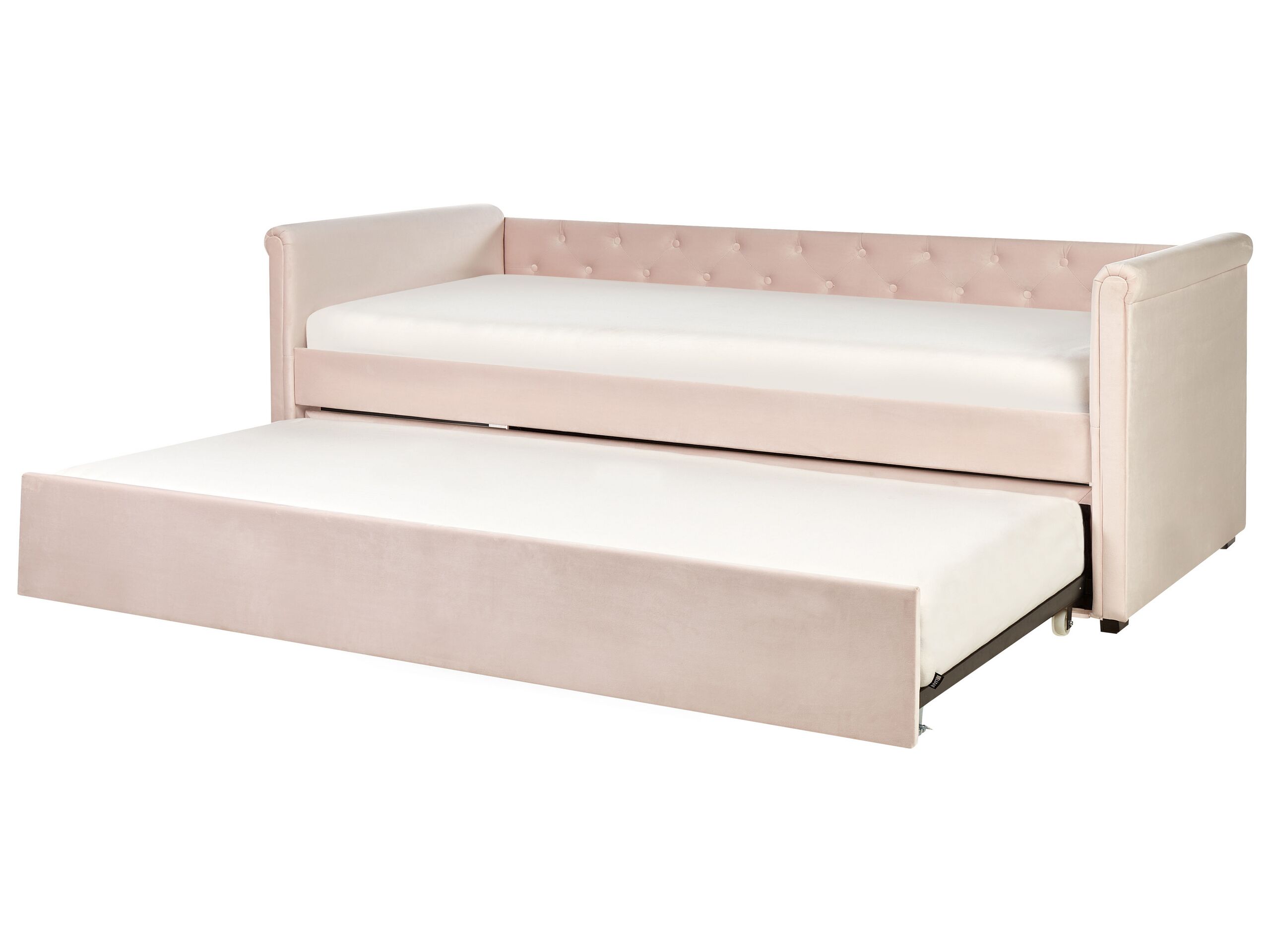 Velvet EU Single Trundle Bed Pastel Pink LIBOURNE