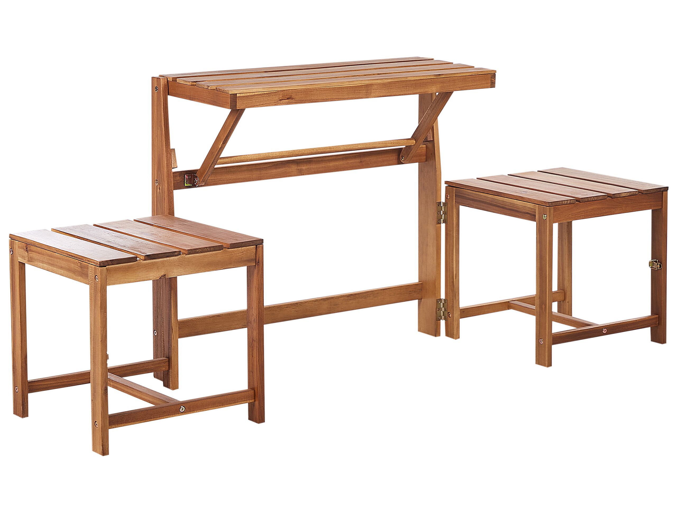 Acacia Wood Convertible Bench Bistro Set Light TUENNO