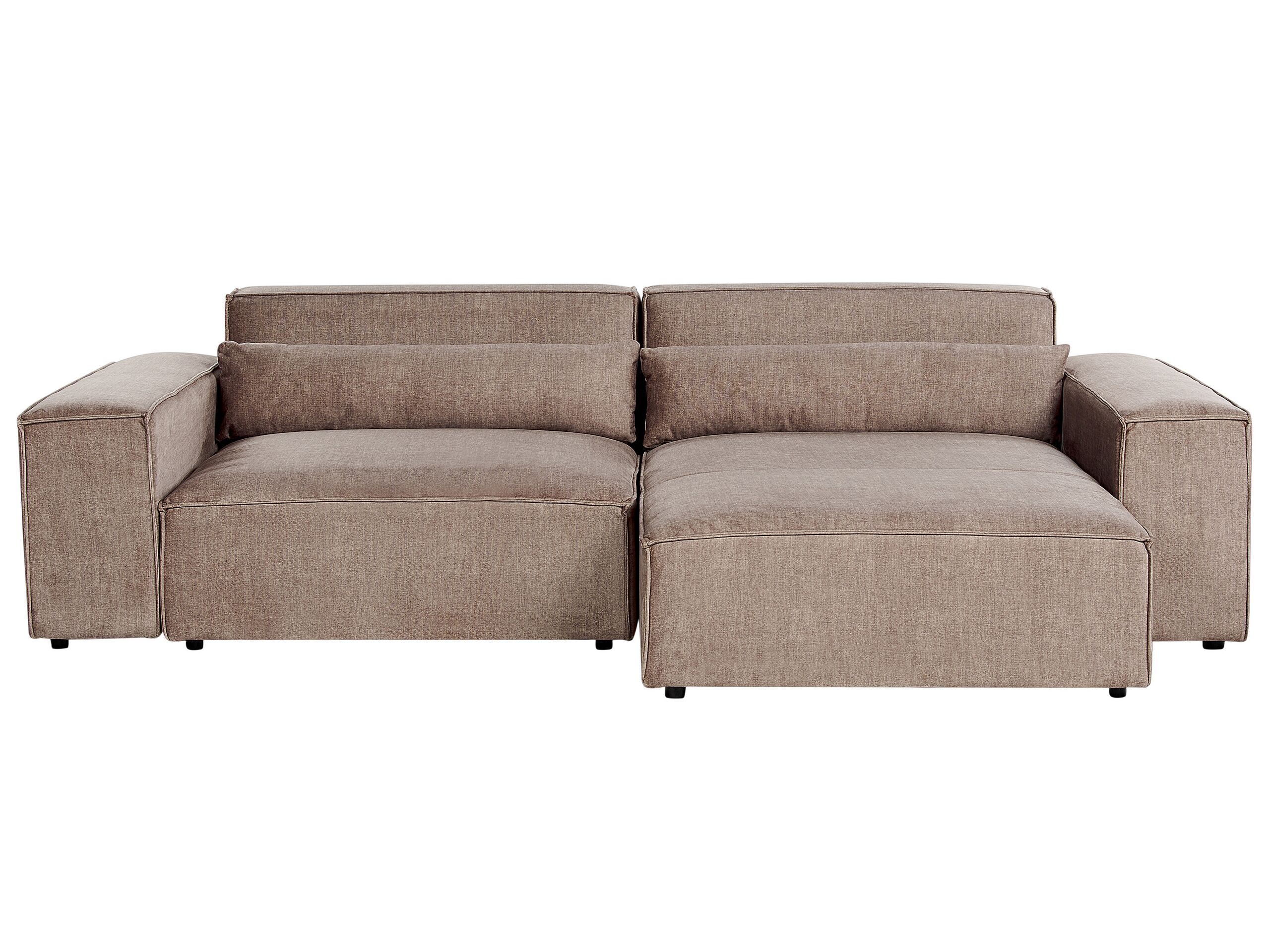 Left Hand 2 Seater Modular Fabric Corner Sofa Brown HELLNAR