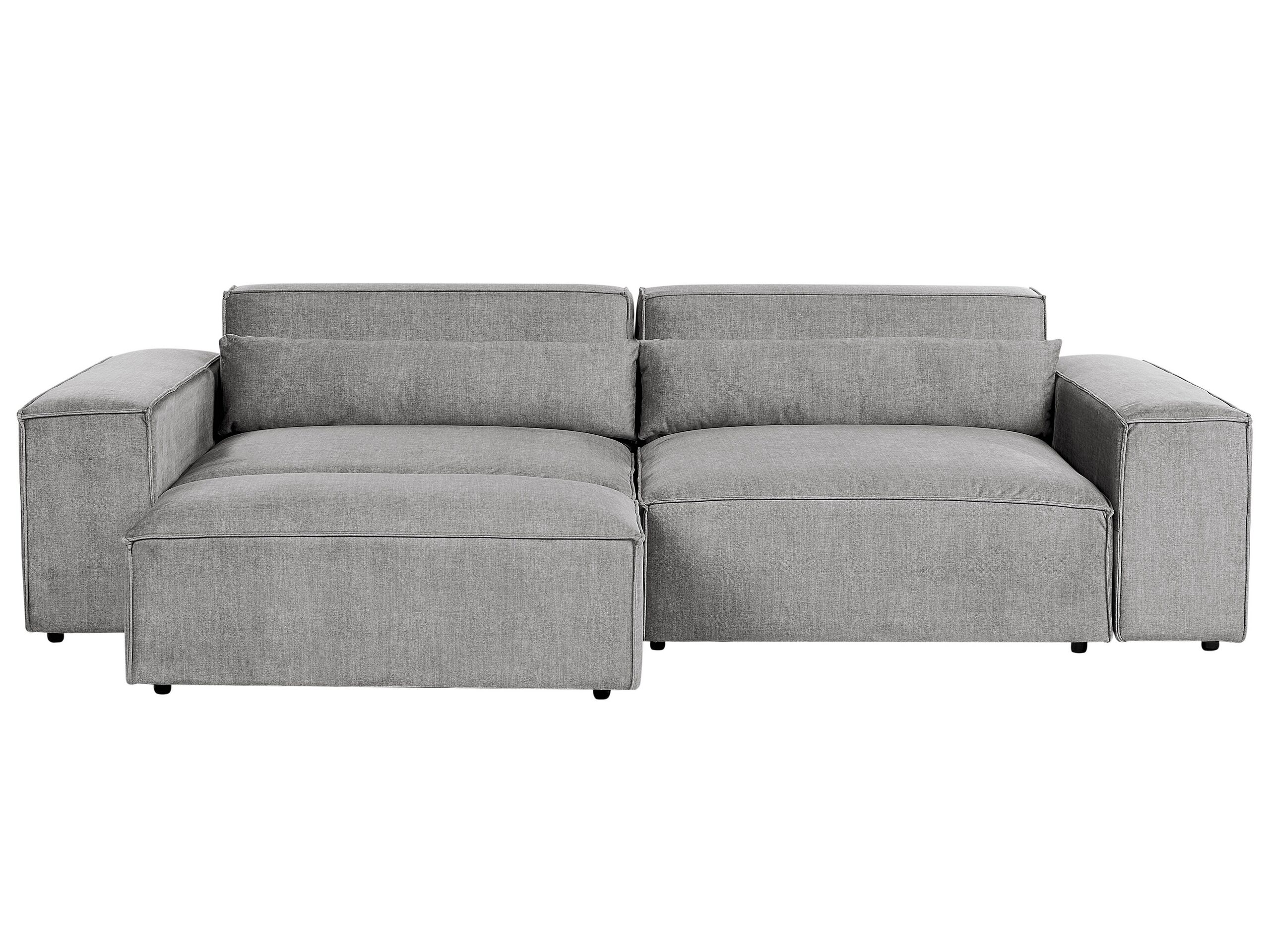 2 Seater Modular Fabric Sofa with Ottoman Grey HELLNAR