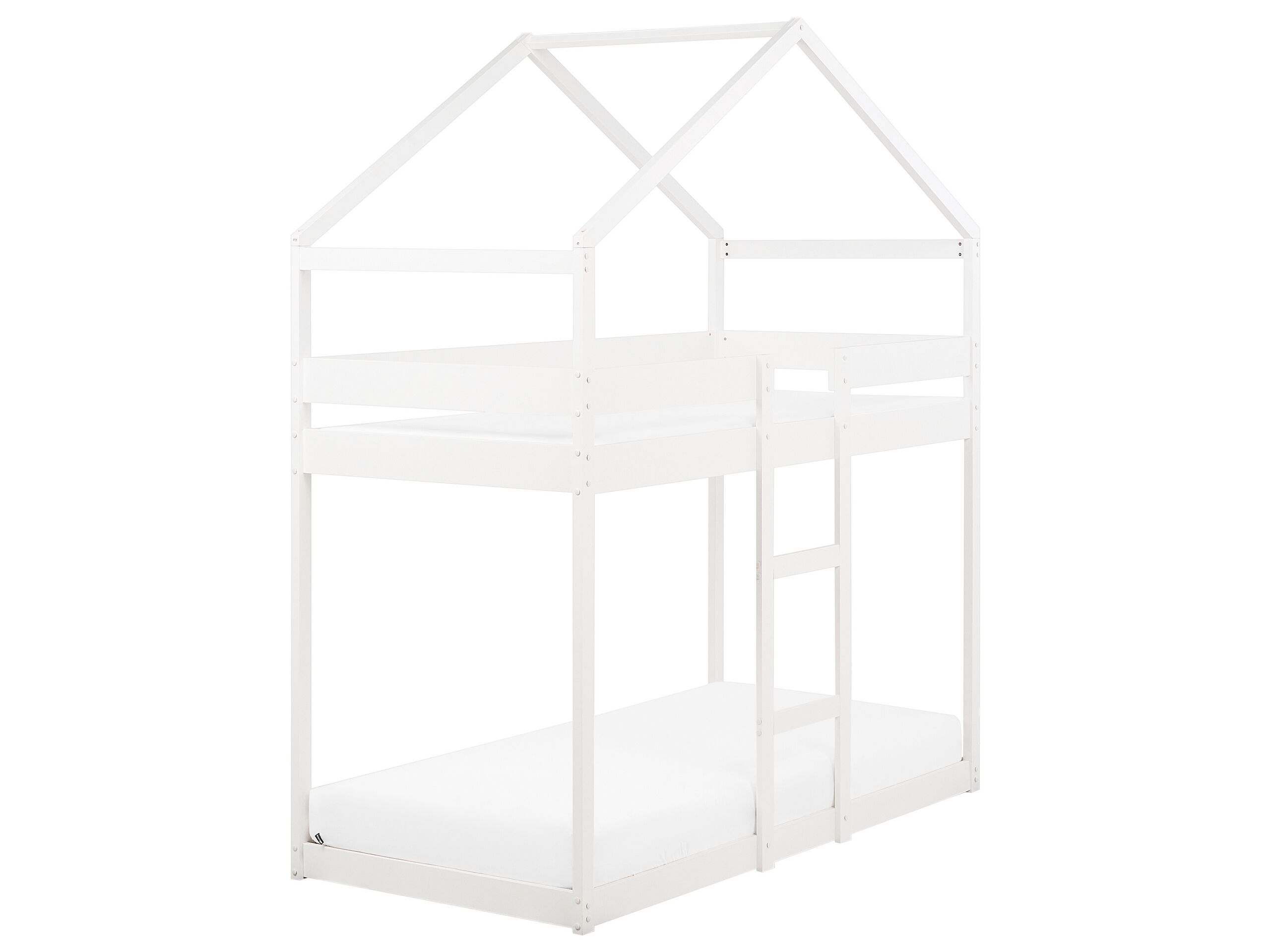 Wooden Kids House Bunk Bed EU Single Size White LABATUT