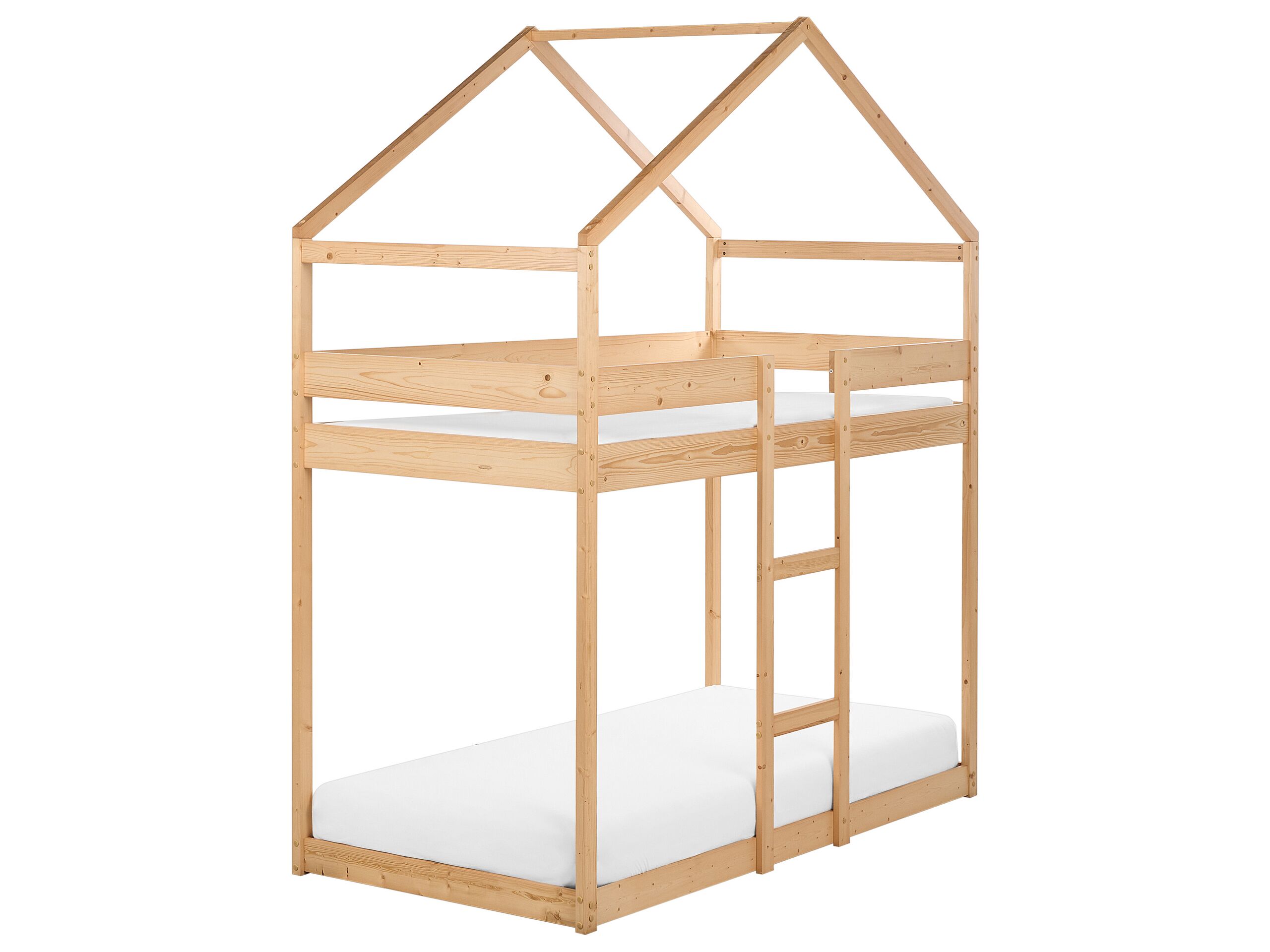 Wooden Kids House Bunk Bed EU Single Size Light LABATUT
