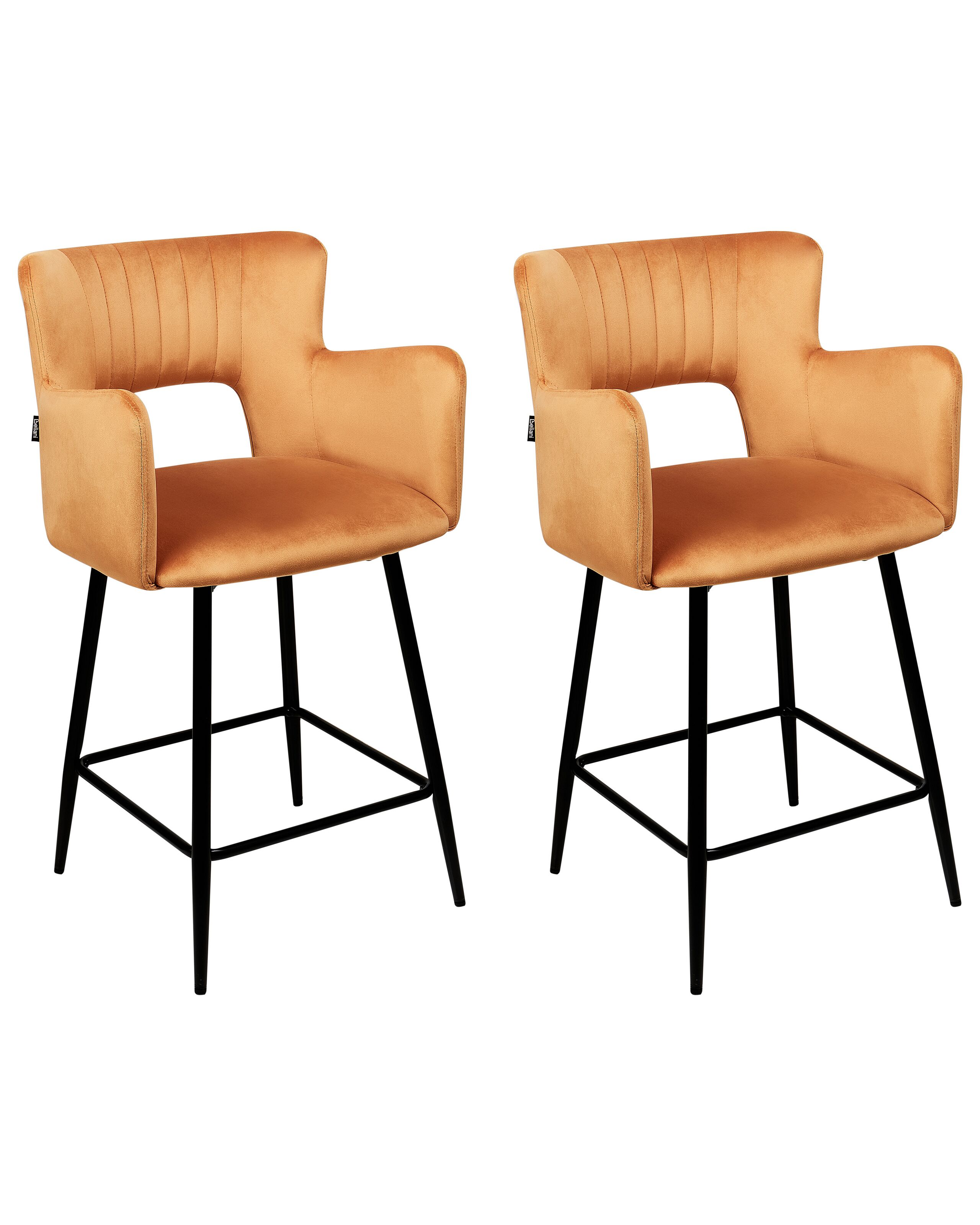 Set of 2 Velvet Bar Chairs Navy Orange SANILAC
