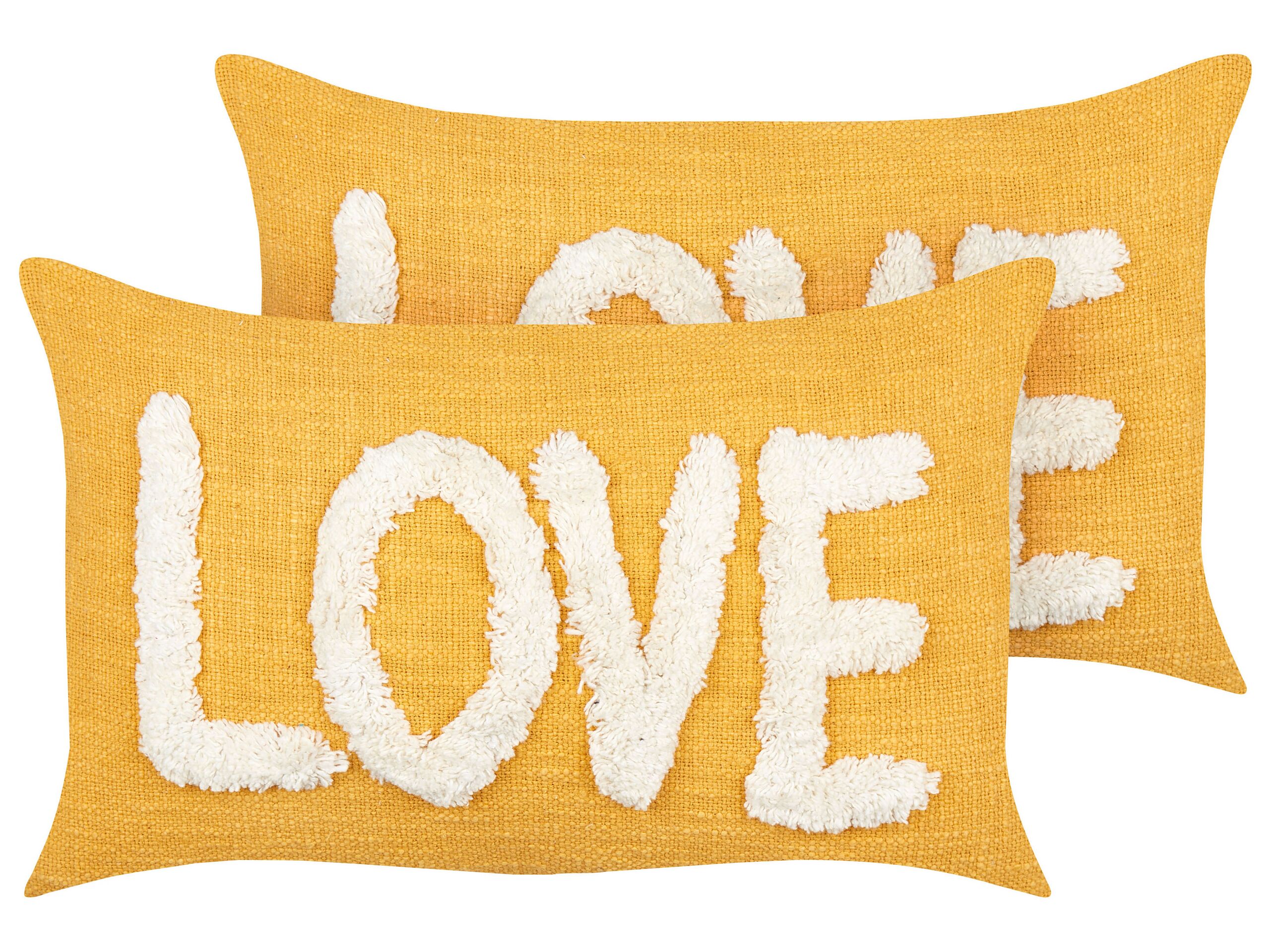 2 Cotton Cushions 30x50cm Yellow