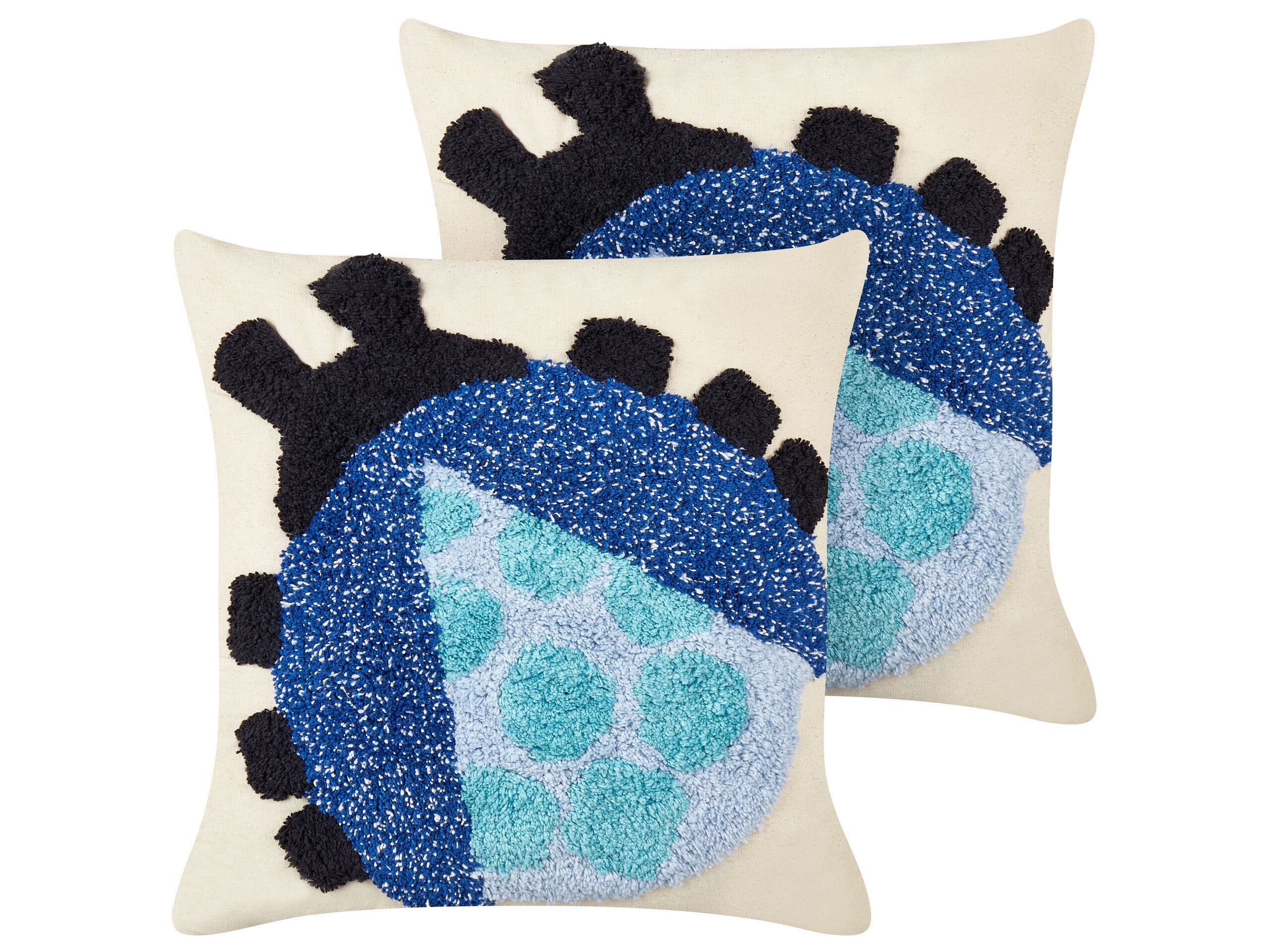 2 Cotton Cushions with Ladybird Motif 45x45cm Multicolour