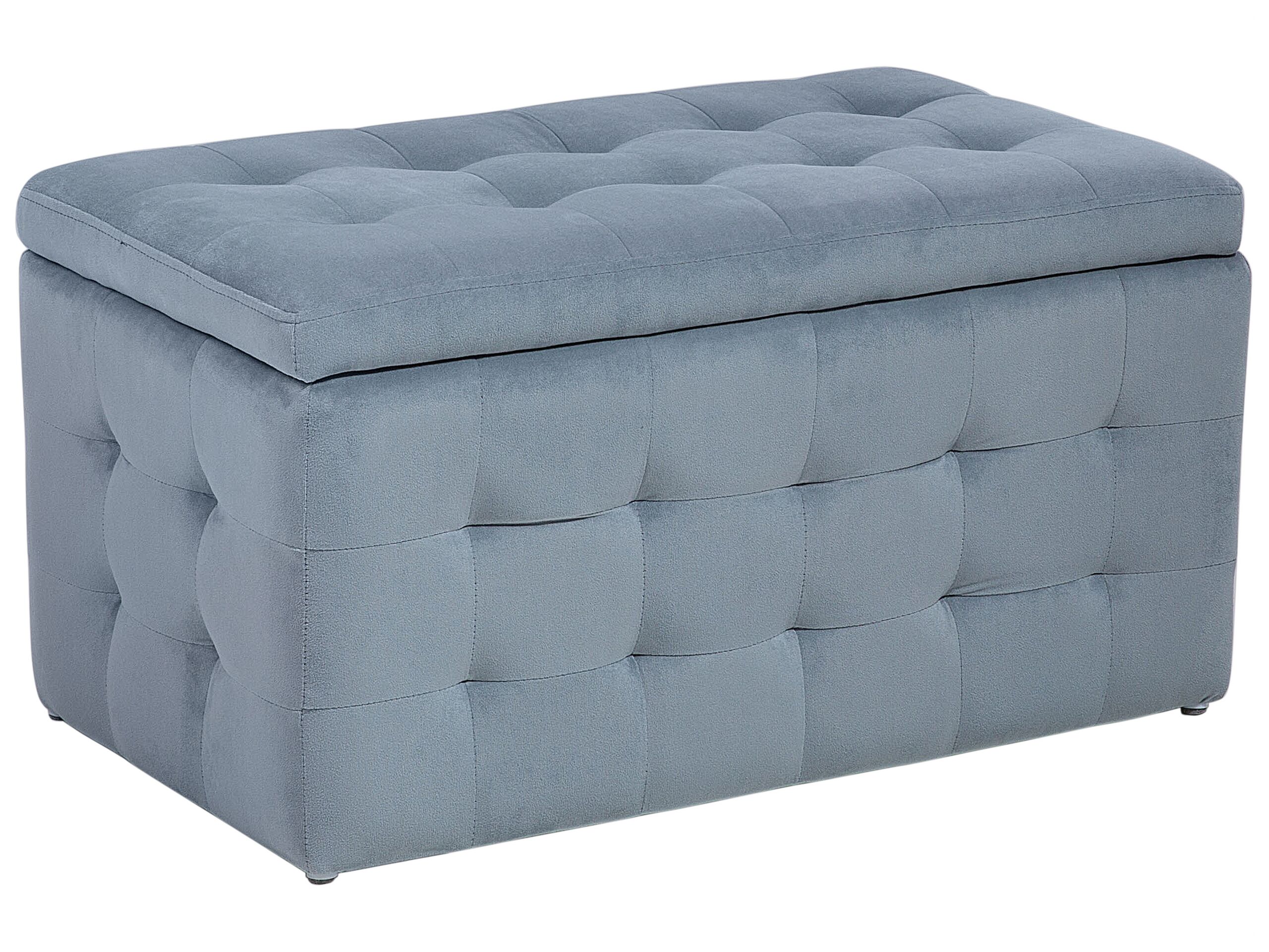 Velvet Storage Ottoman Grey MICHIGAN