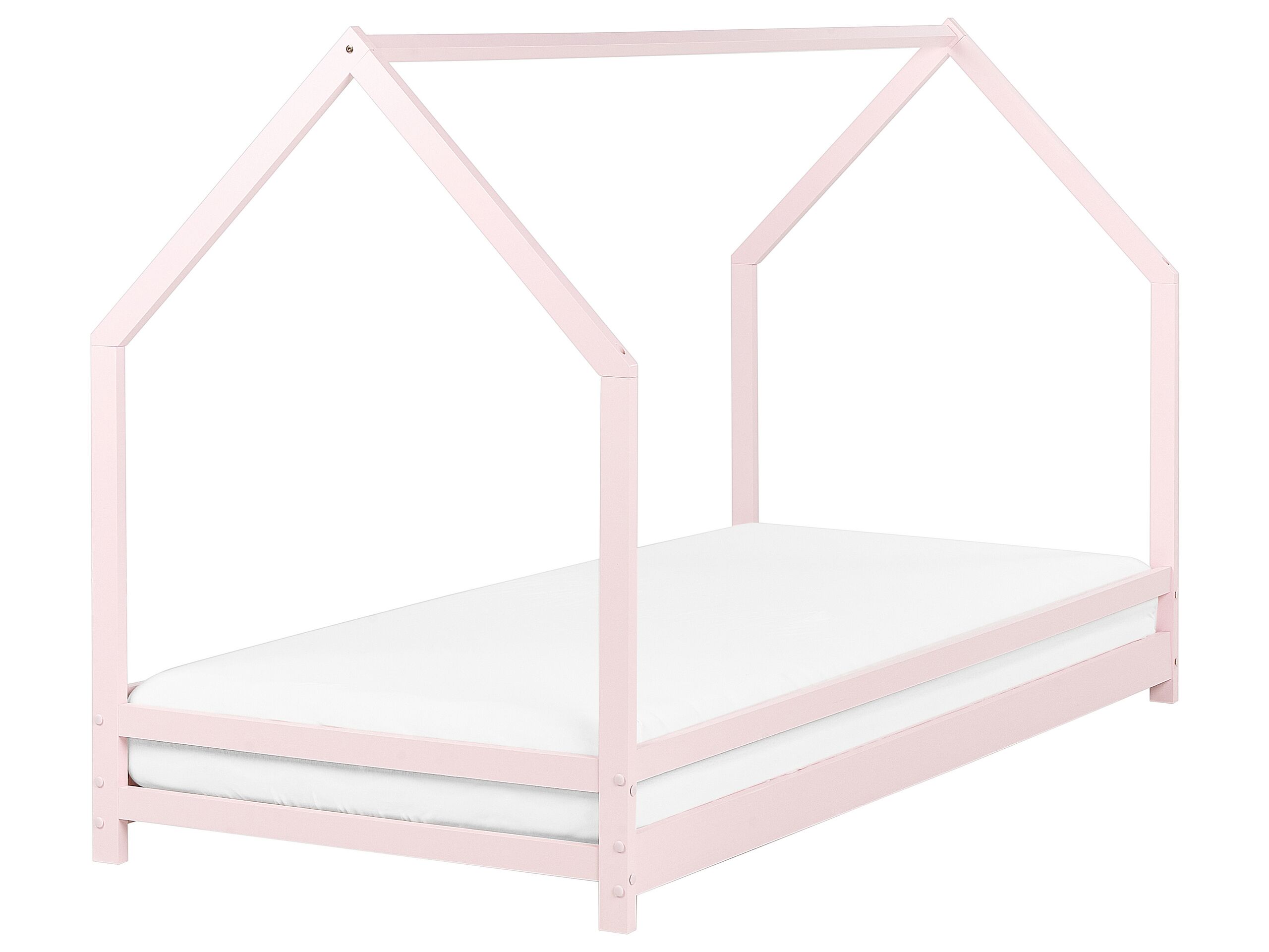 Wooden Kids House Bed EU Single Size Pastel Pink APPY