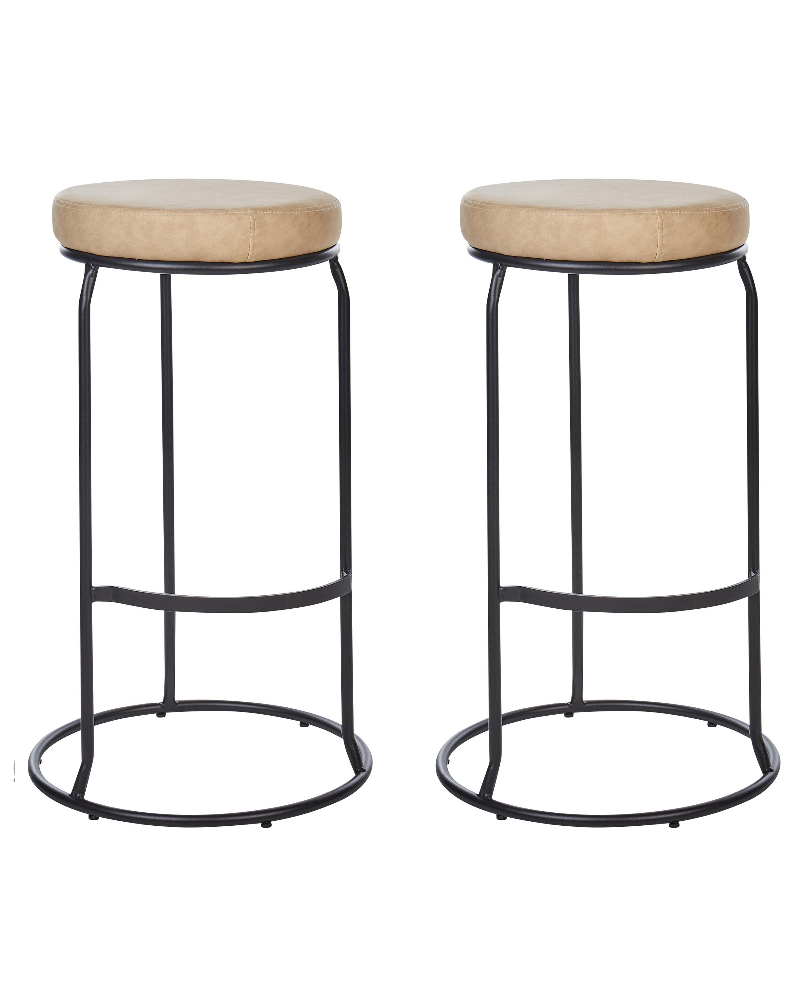 Set of 2 Faux Leather Bar Stools Beige MILROY