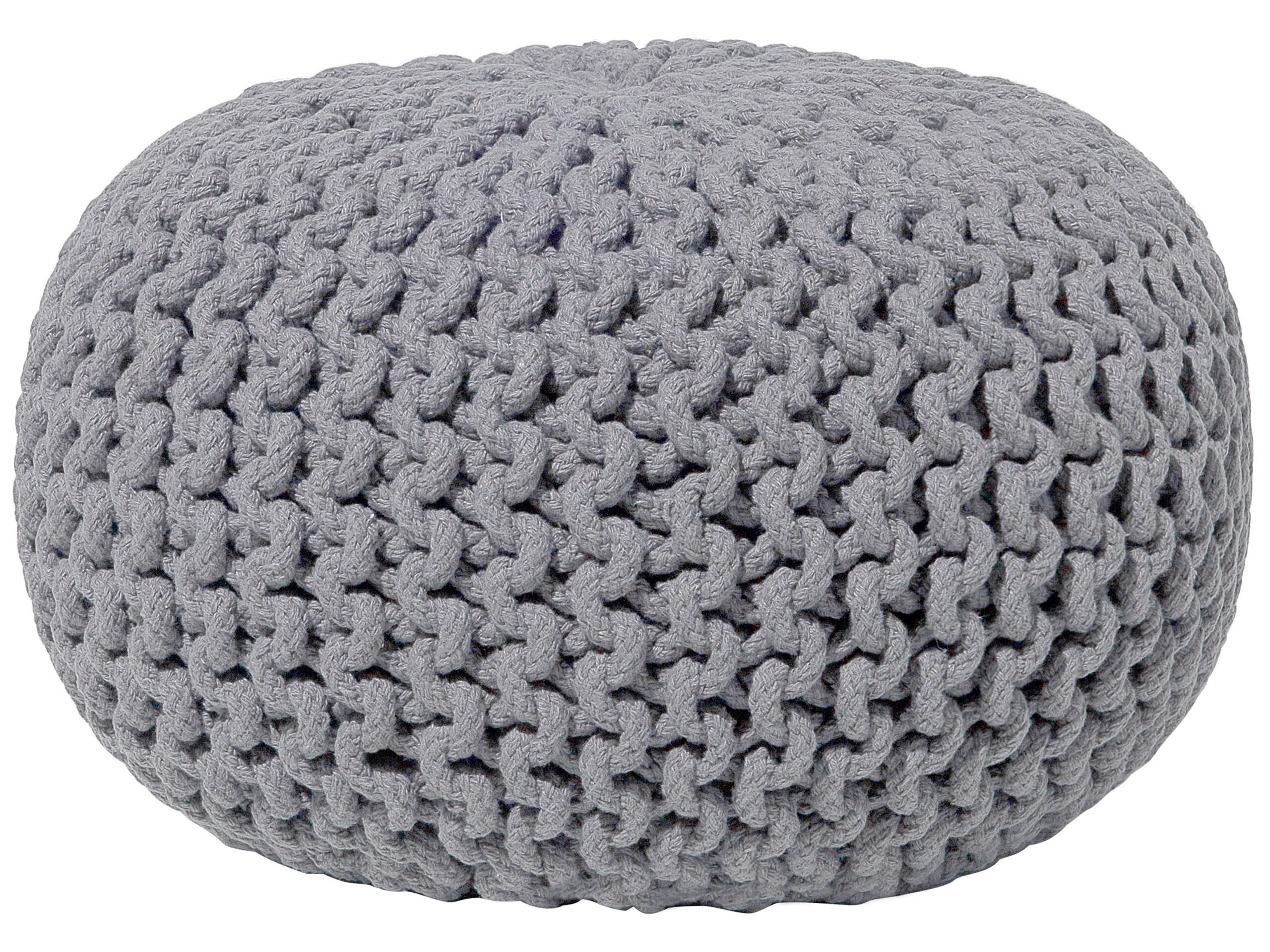 Cotton Knitted Pouffe 40 x 25 cm Dark Grey CONRAD