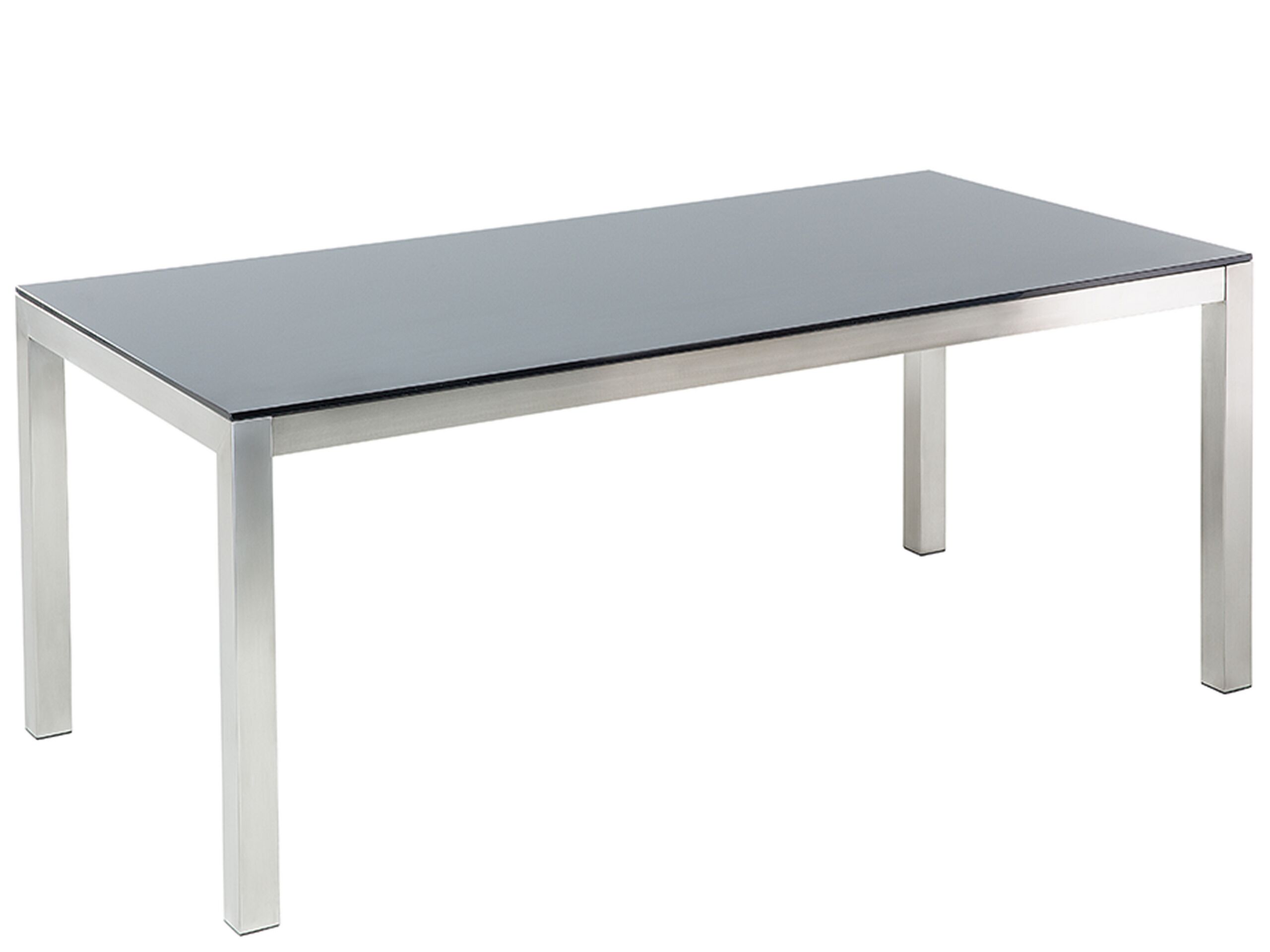 Garden Dining Table Glass Top 180 x 90 cm Black GROSSETO