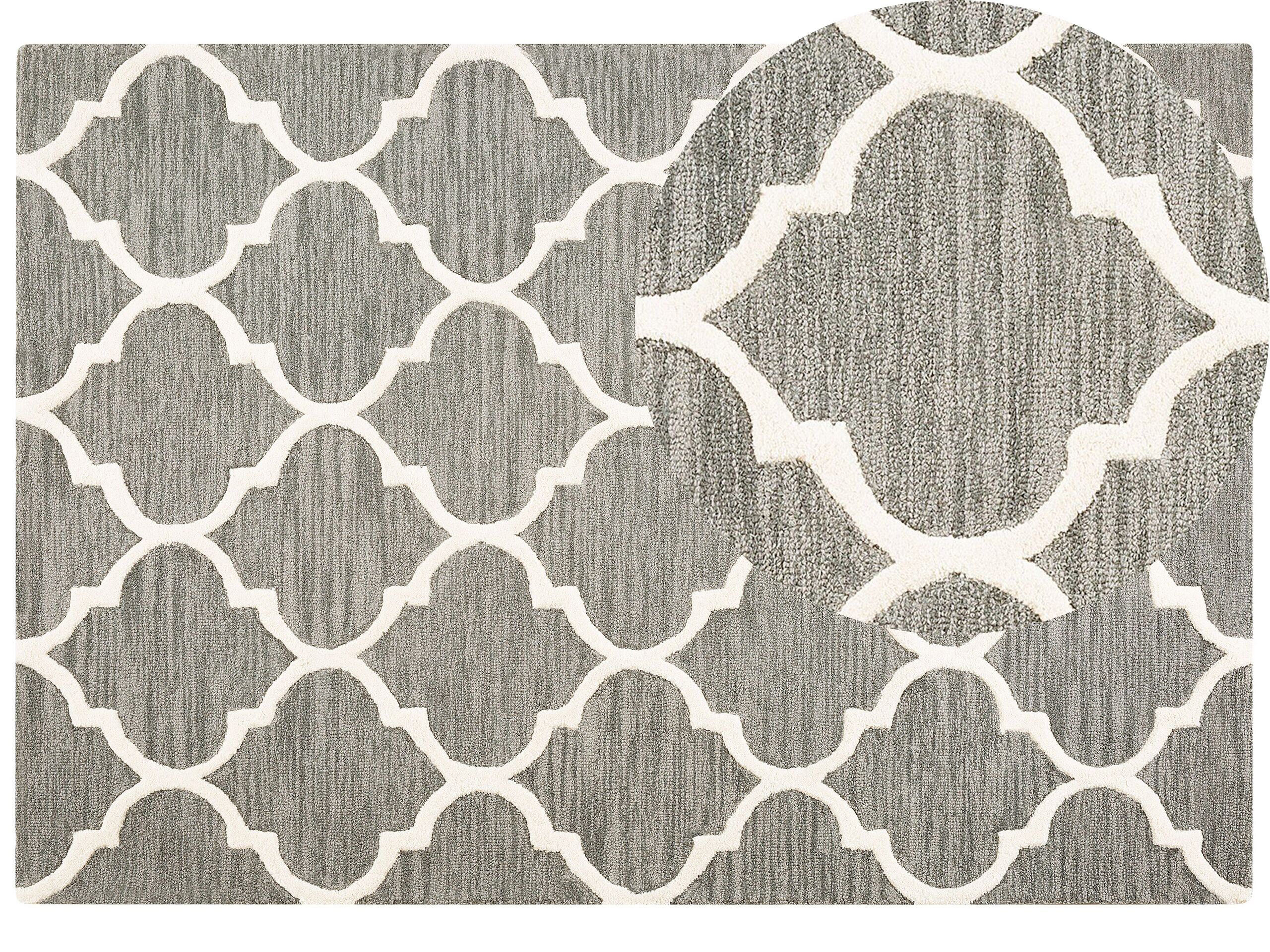 Wool Area Rug 160x230cm Grey