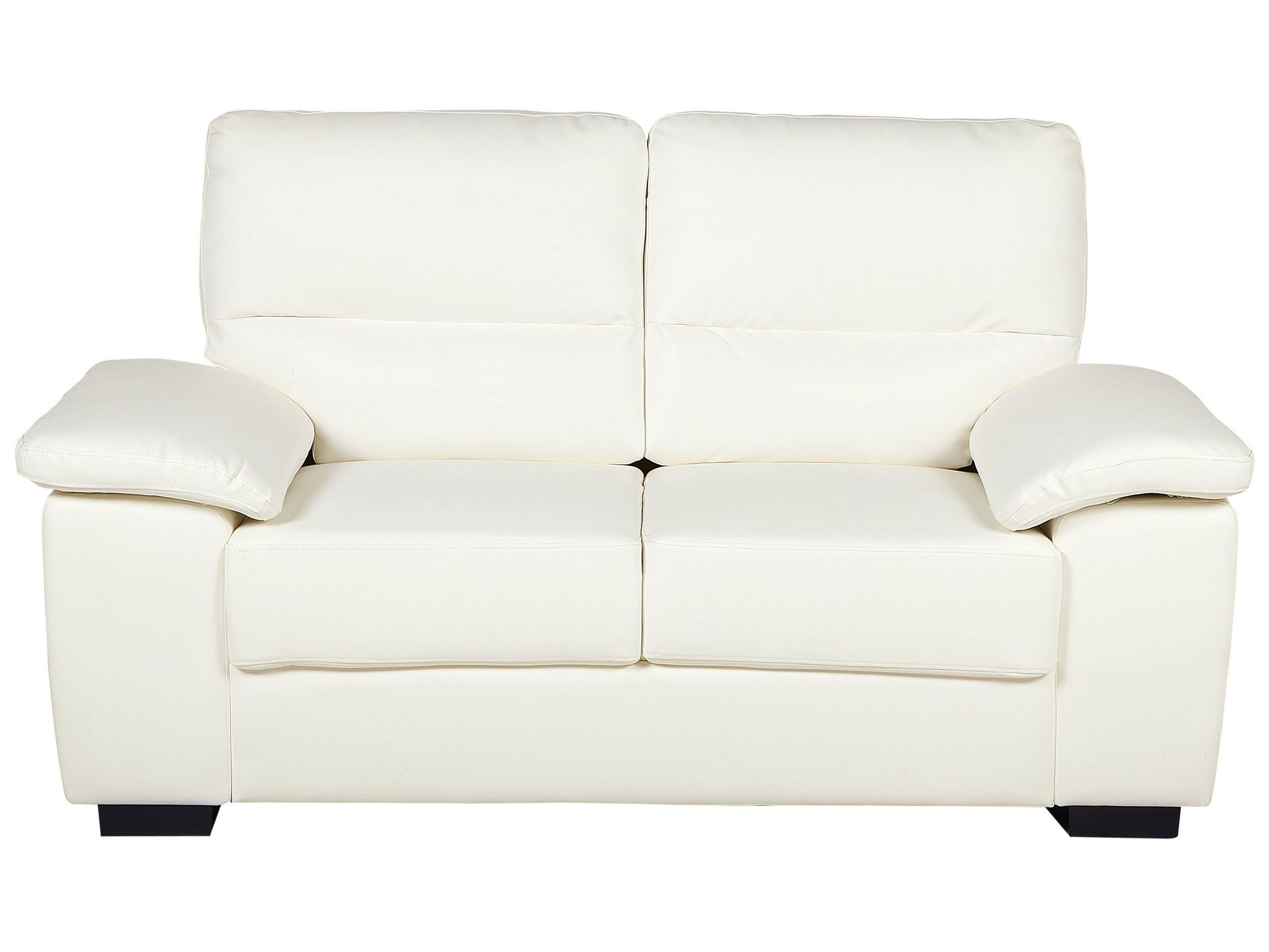 2 Seater Faux Leather Sofa Cream VOGAR