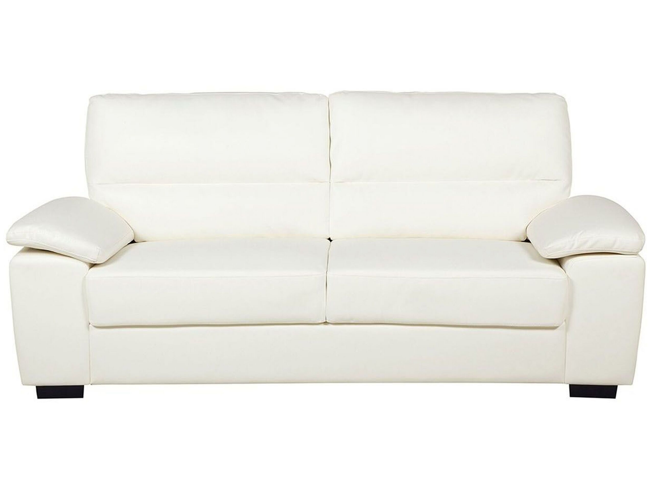 3 Seater Faux Leather Sofa Cream VOGAR