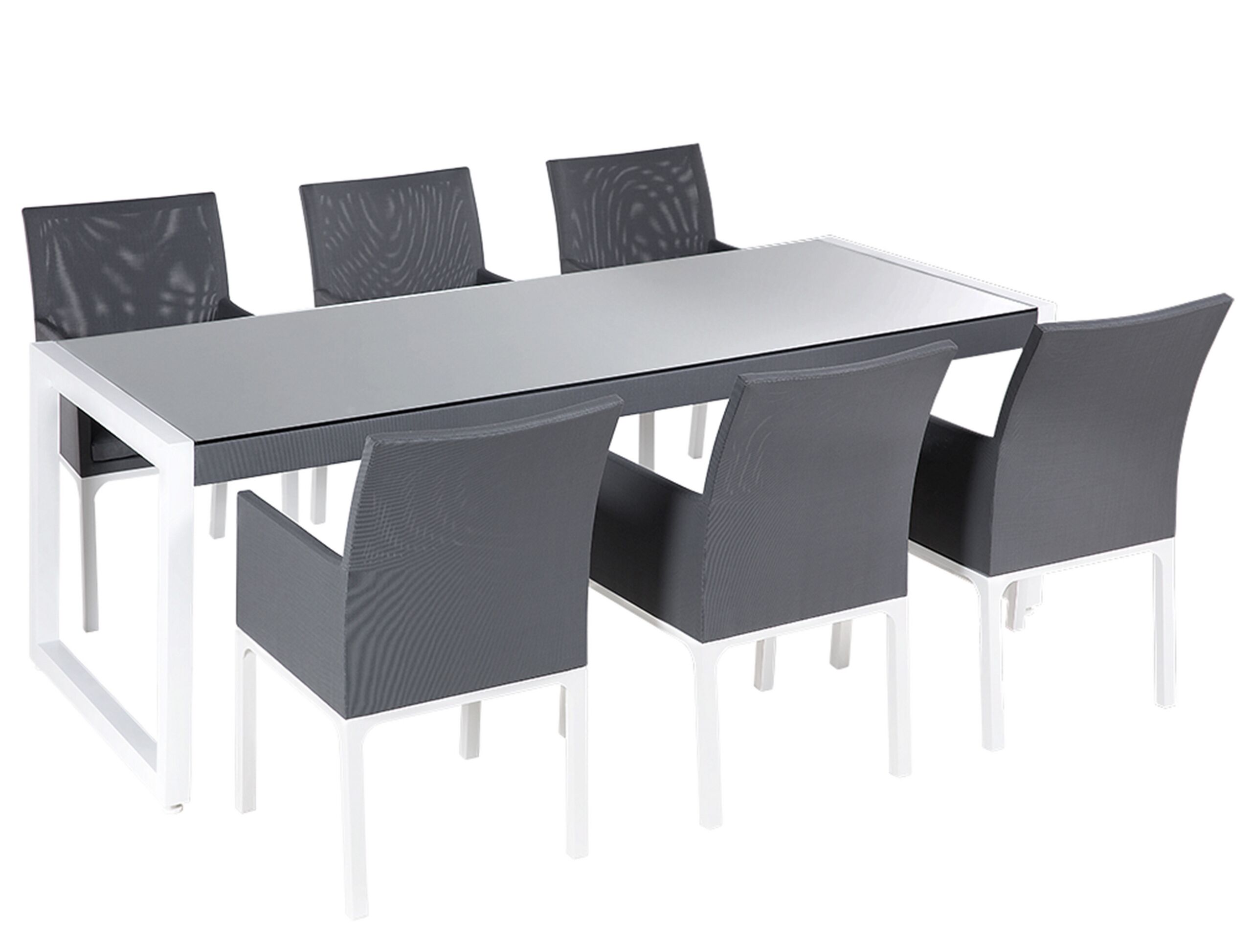 6 Seater Metal Garden Dining Set Grey BACOLI