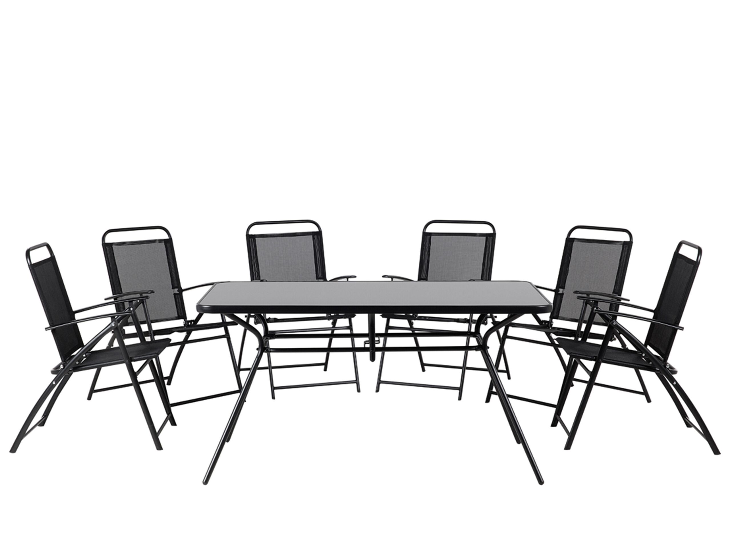 6 Seater Metal Garden Dining Set Black LIVO