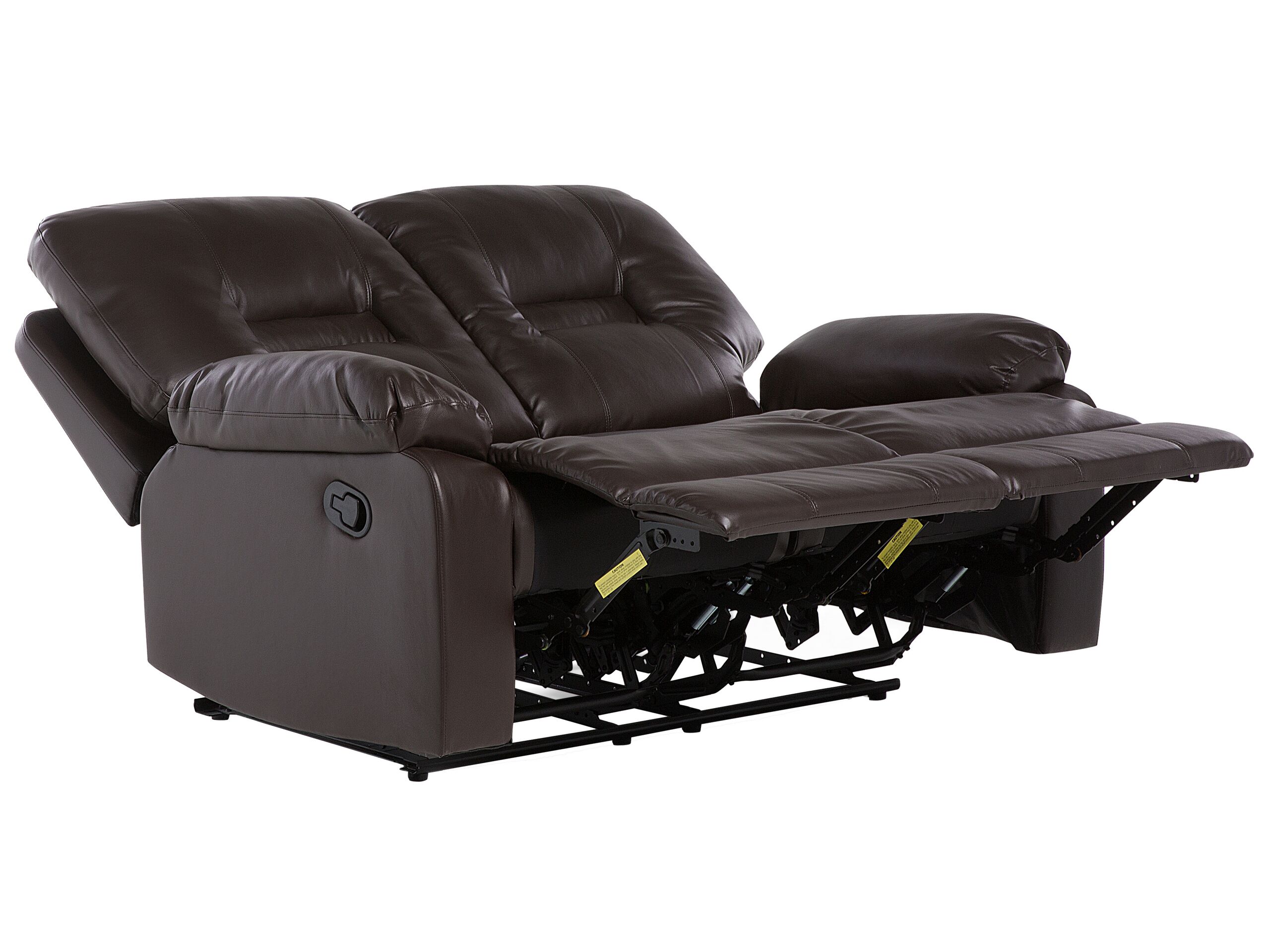 2 Seater Faux Leather Manual Recliner Sofa Brown BERGEN