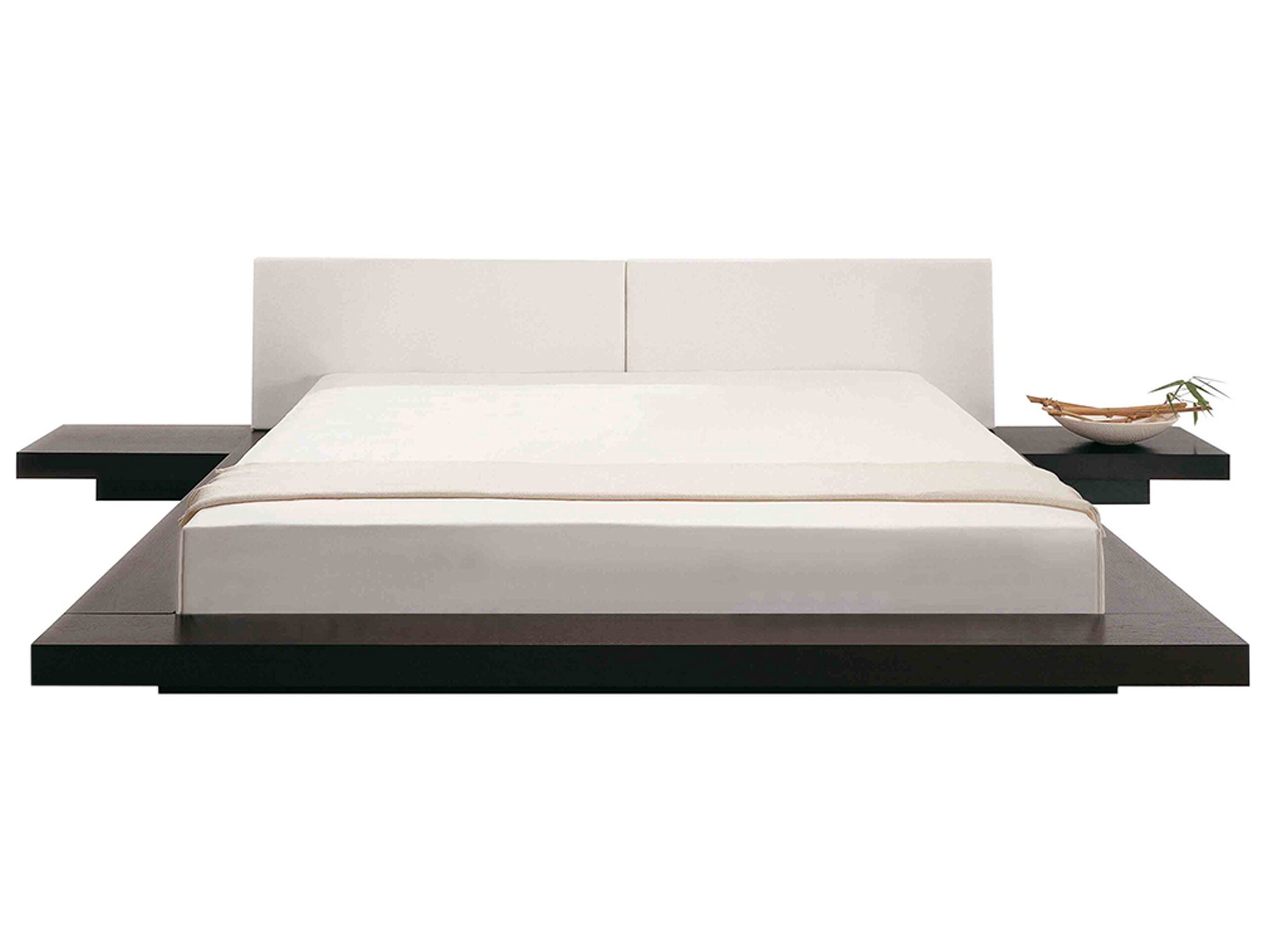 EU Super King Size Waterbed with Bedside Tables Dark Wood ZEN