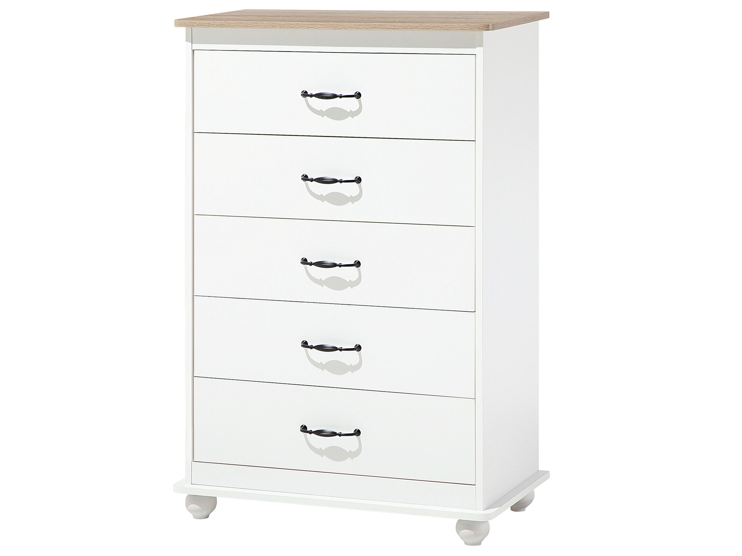 COPENHAGEN White Chest of Drawers - Medium-sized, 5 Drawers