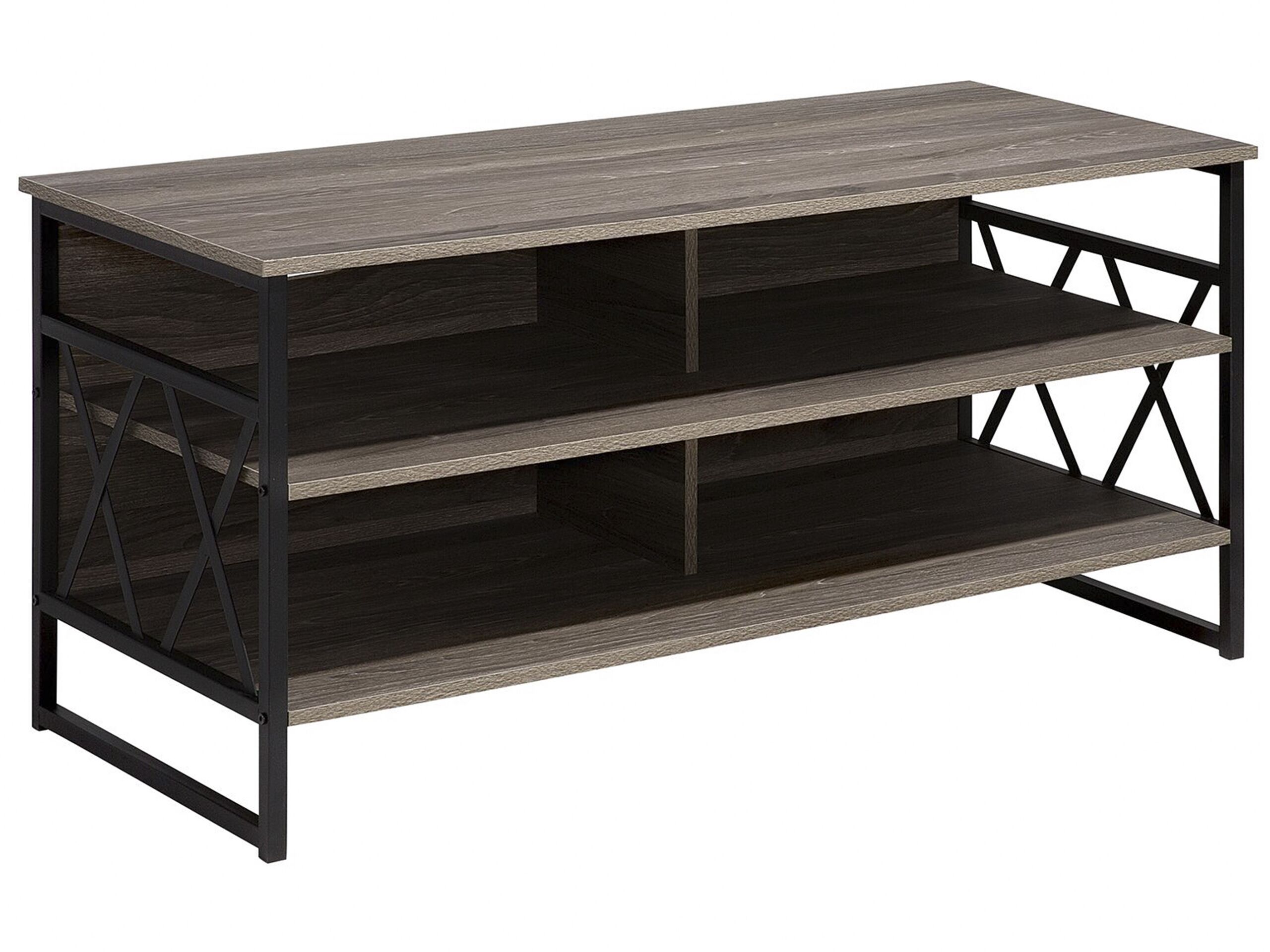 TV Stand Taupe Wood with Black CARLISLE