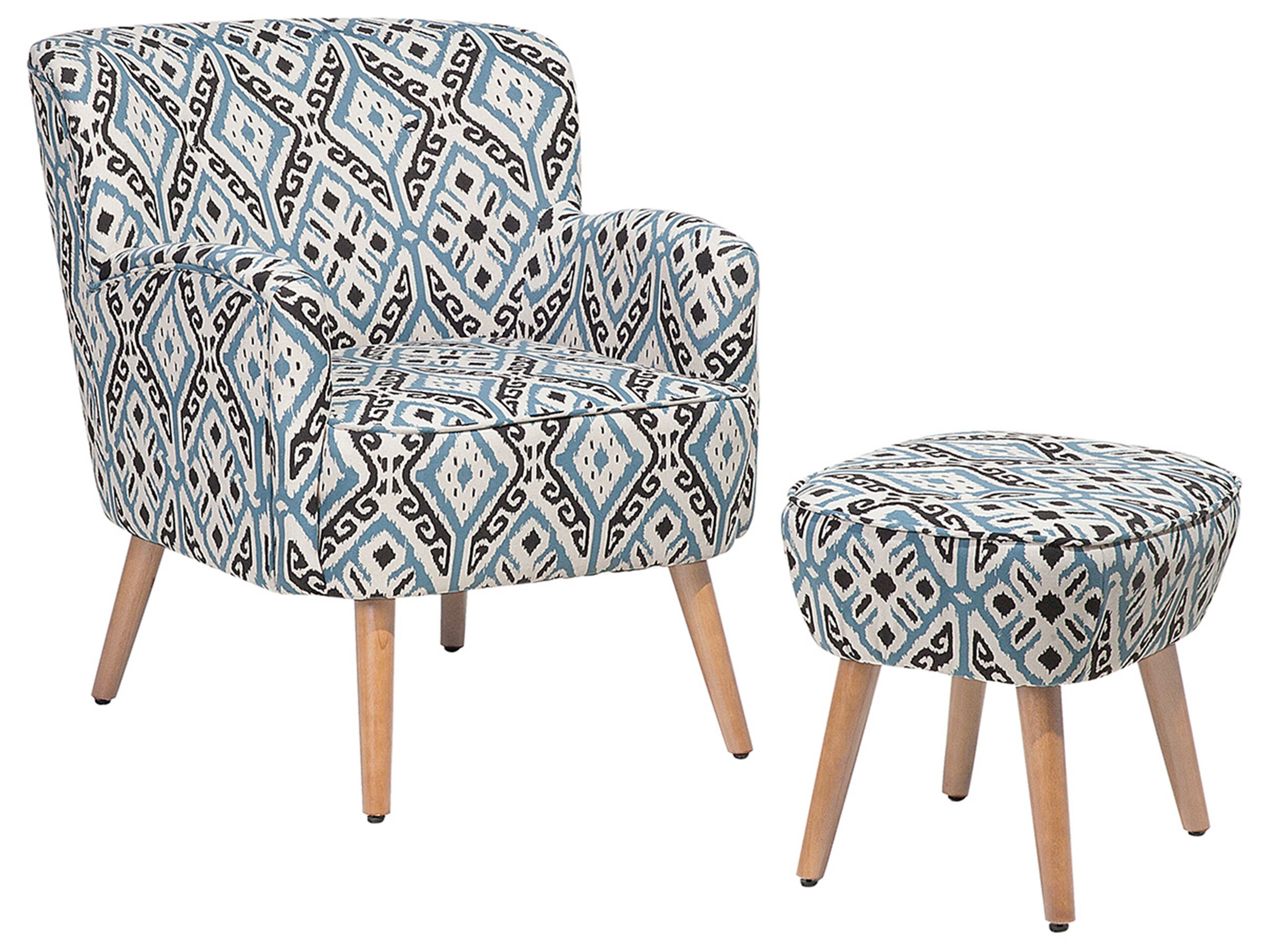 Fabric Armchair with Footstool Multicolour TUMBA