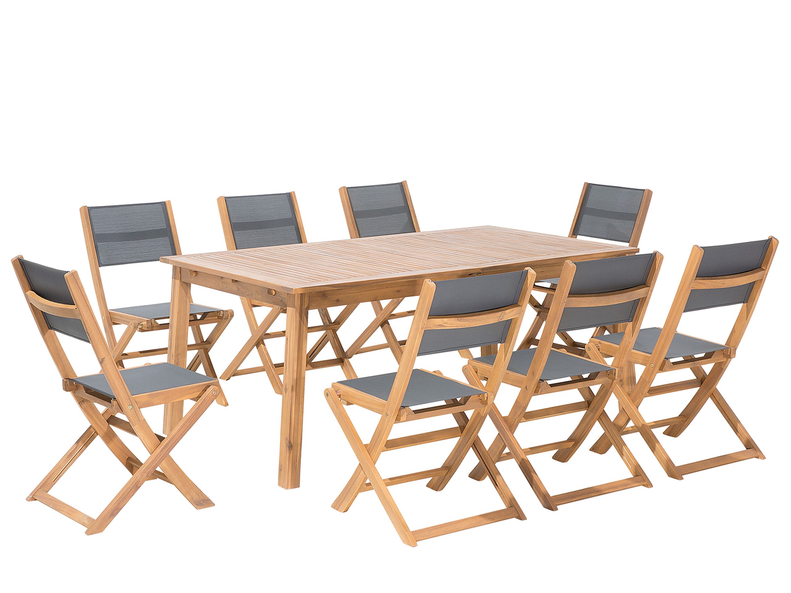 8 Seater Acacia Garden Dining Set Light Wood CESANA