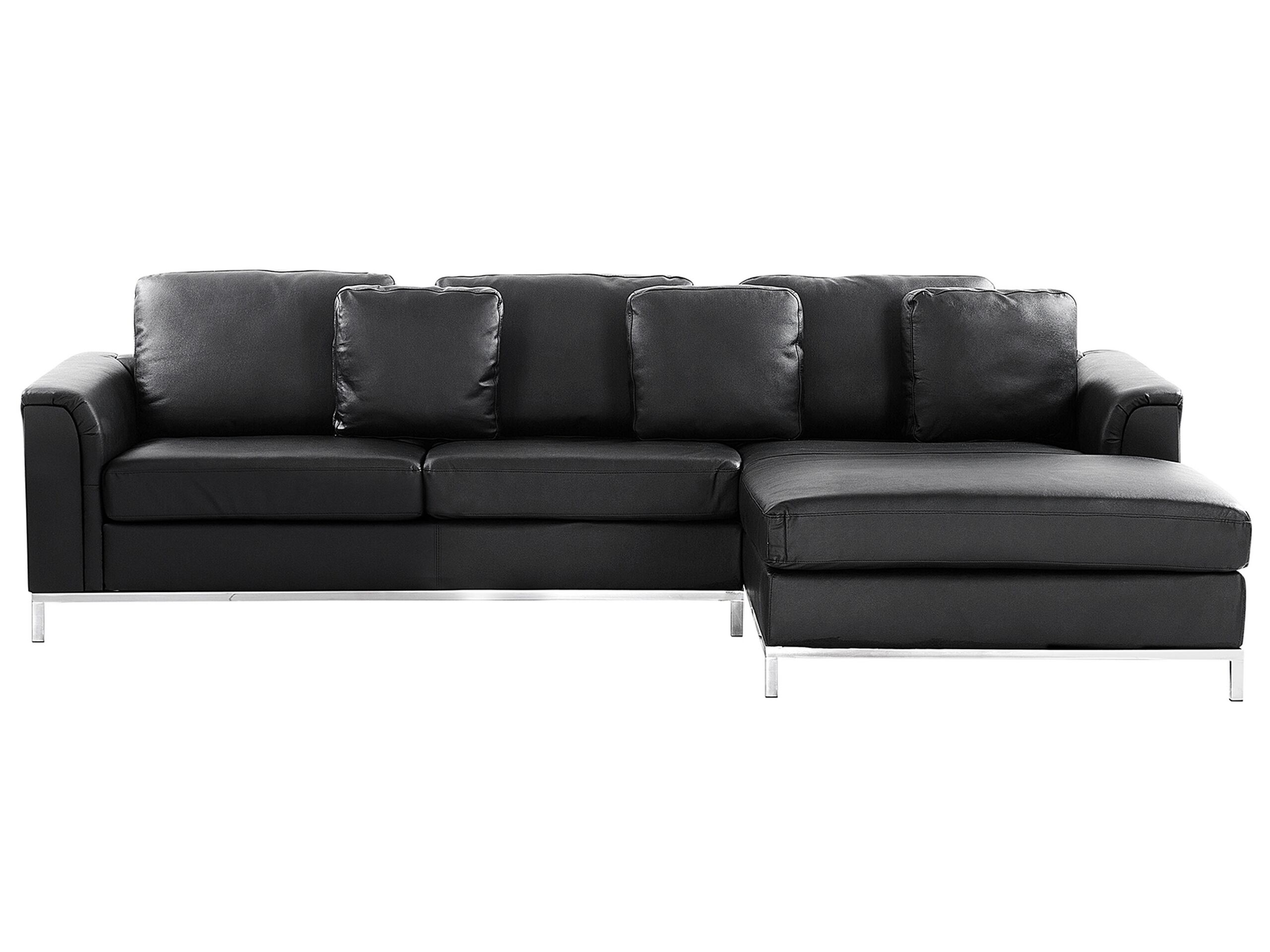 Left Hand Leather Corner Sofa Black OSLO