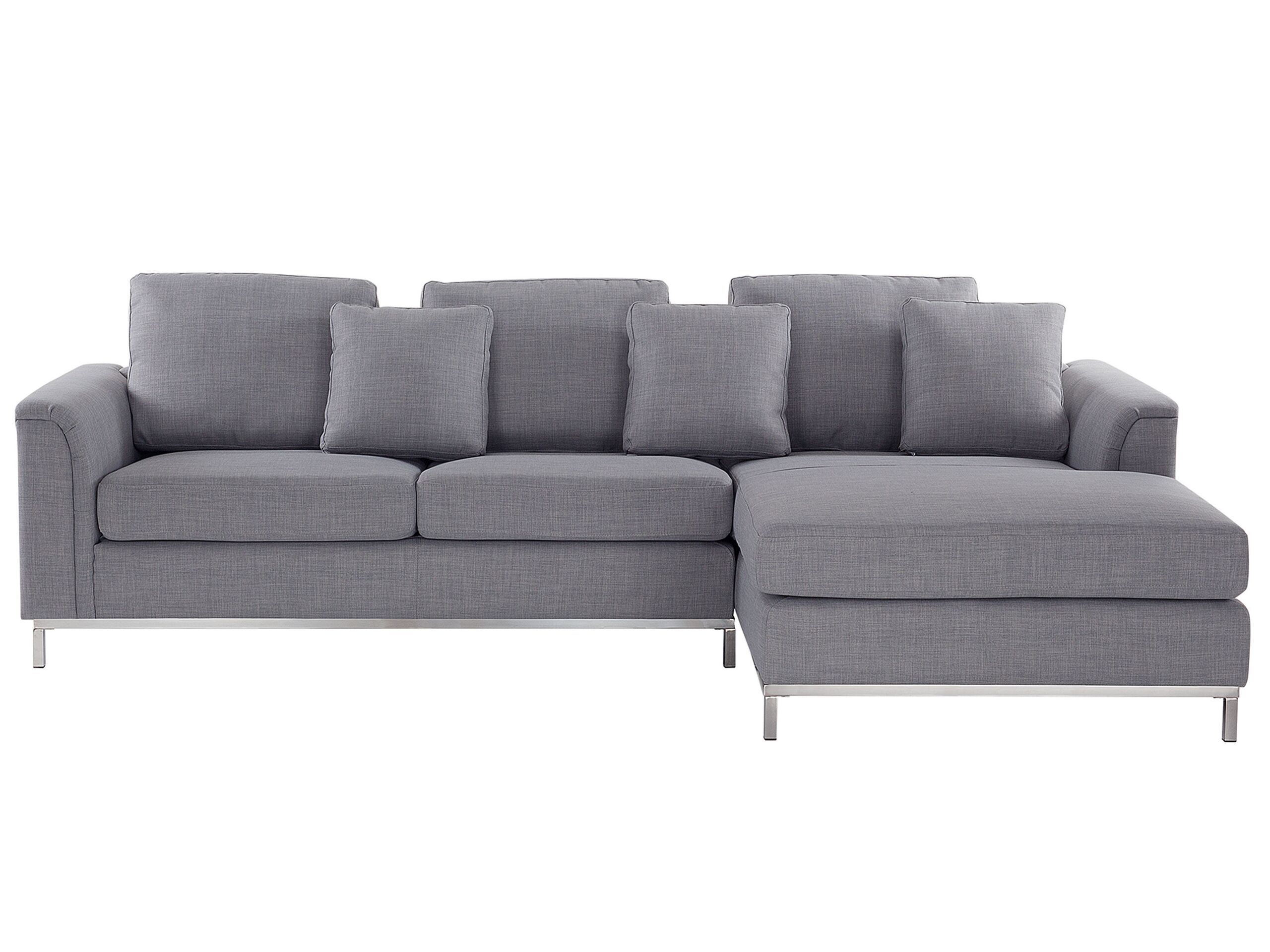 Left Hand Fabric Corner Sofa Light Grey OSLO
