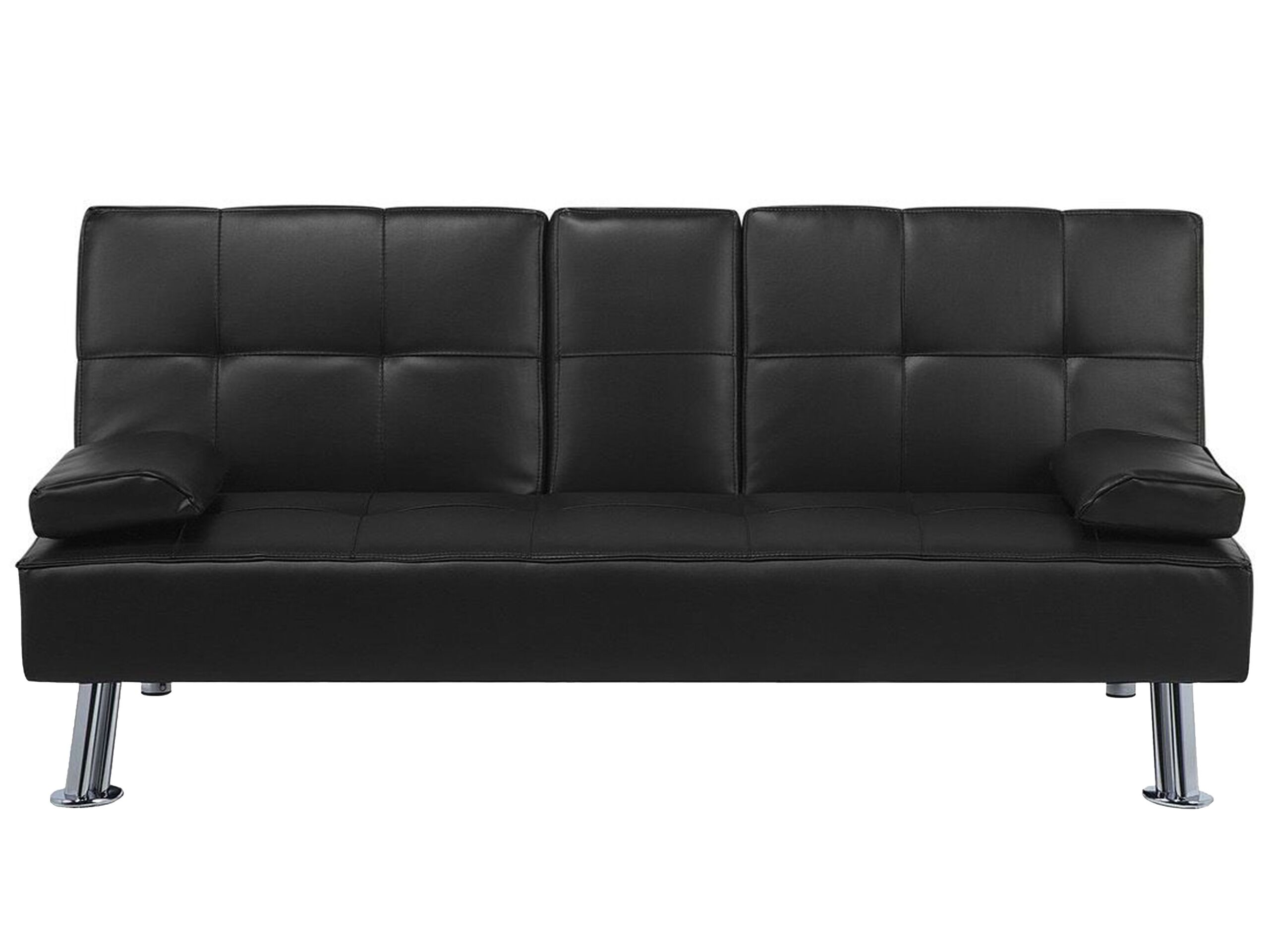 Faux Leather Sofa Bed Black ROXEN