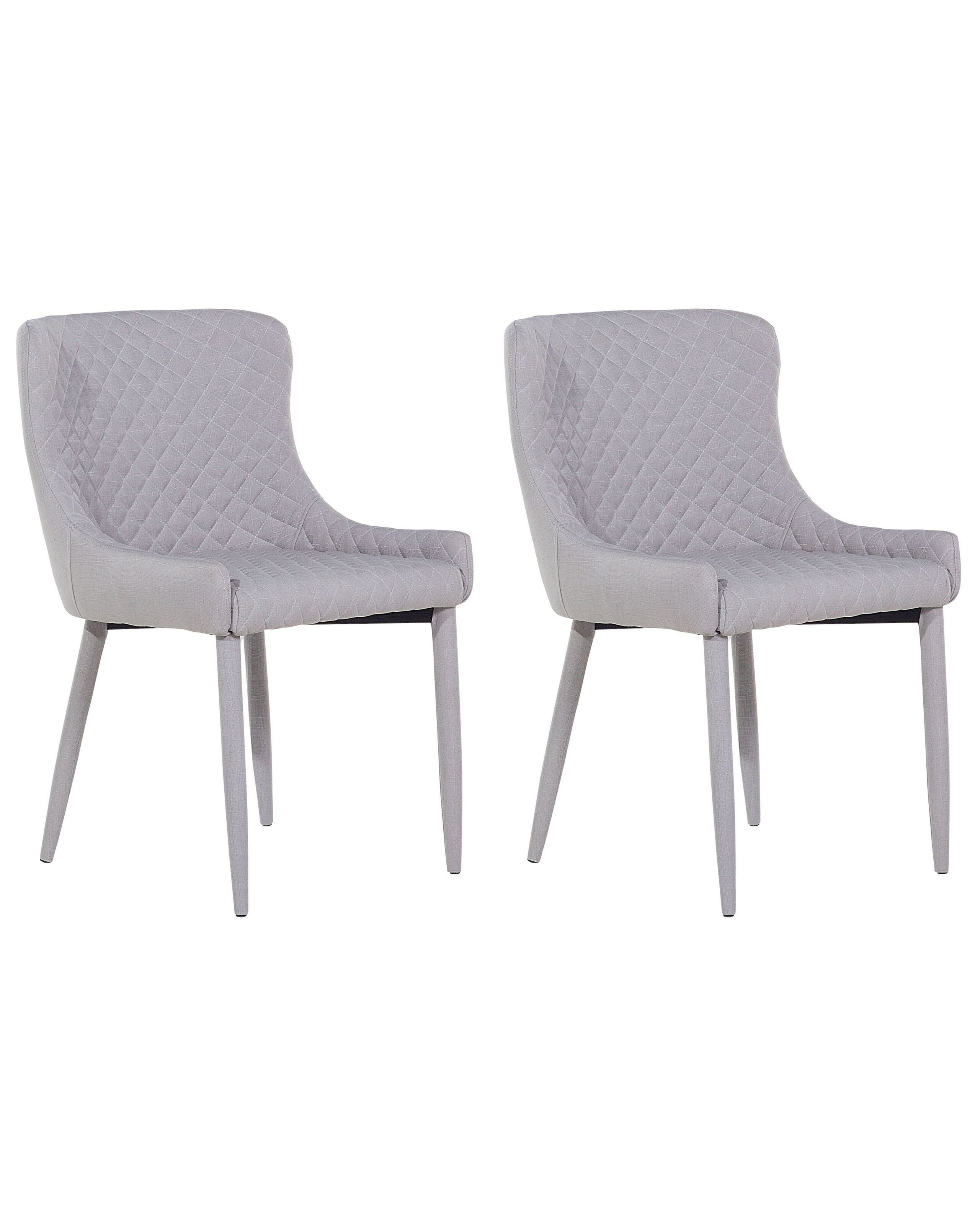 Set of 2 Fabric Dining Chairs Light Grey SOLANO