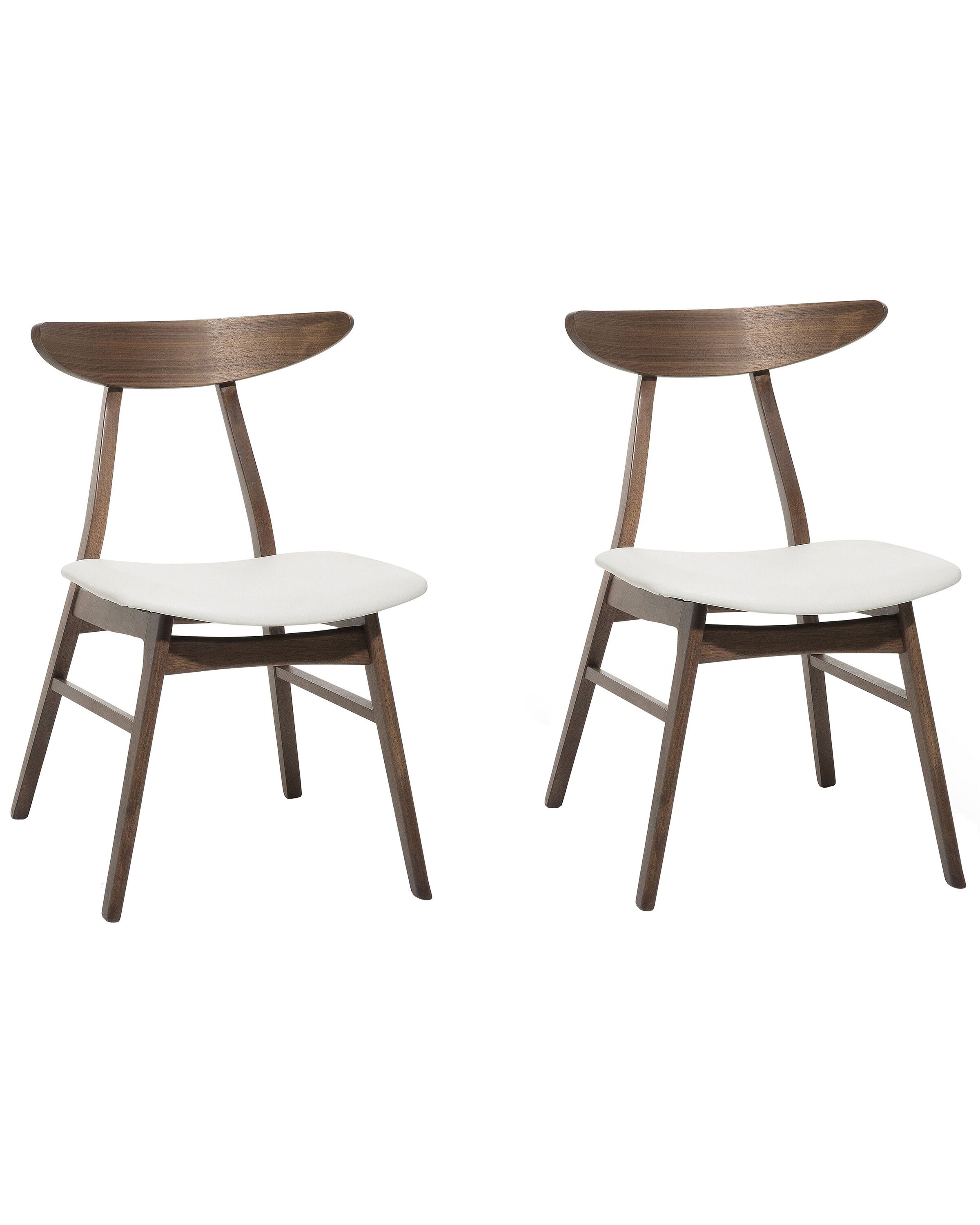 Set of 2 Wooden Dining Chairs Dark Wood and White LYNN