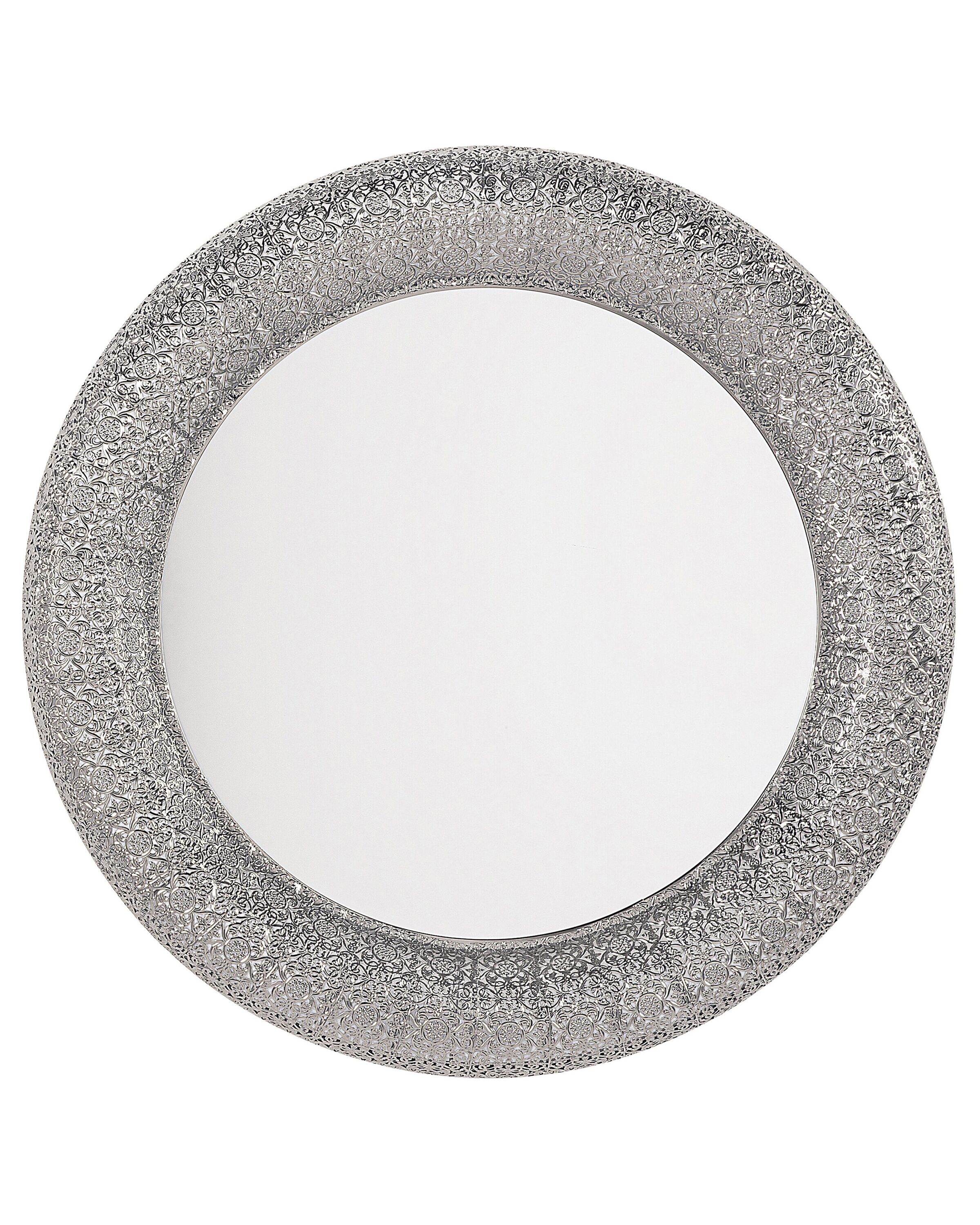 Round Metal Wall Mirror 80cm Silver