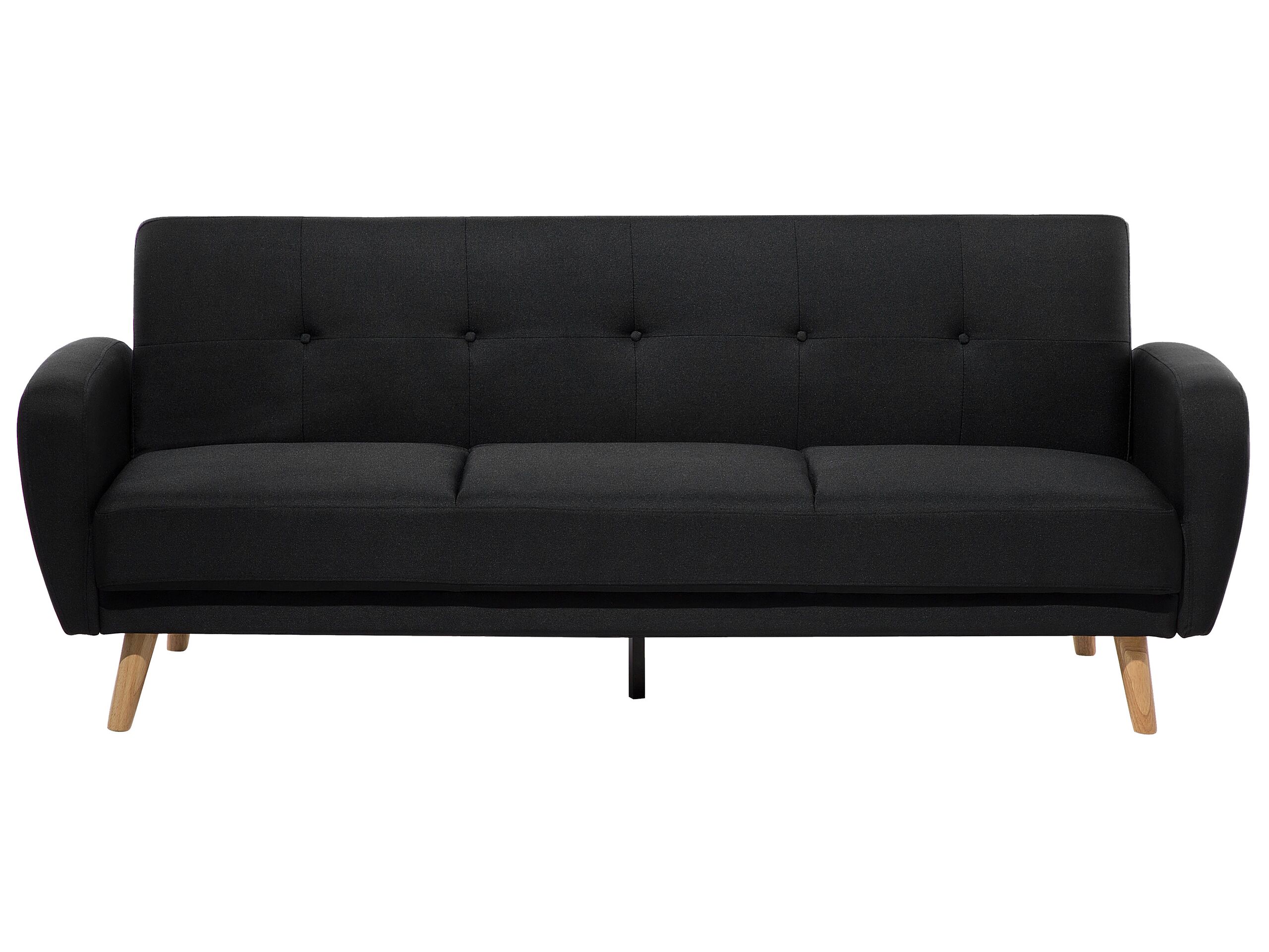 3 Seater Fabric Sofa Bed Black FLORLI