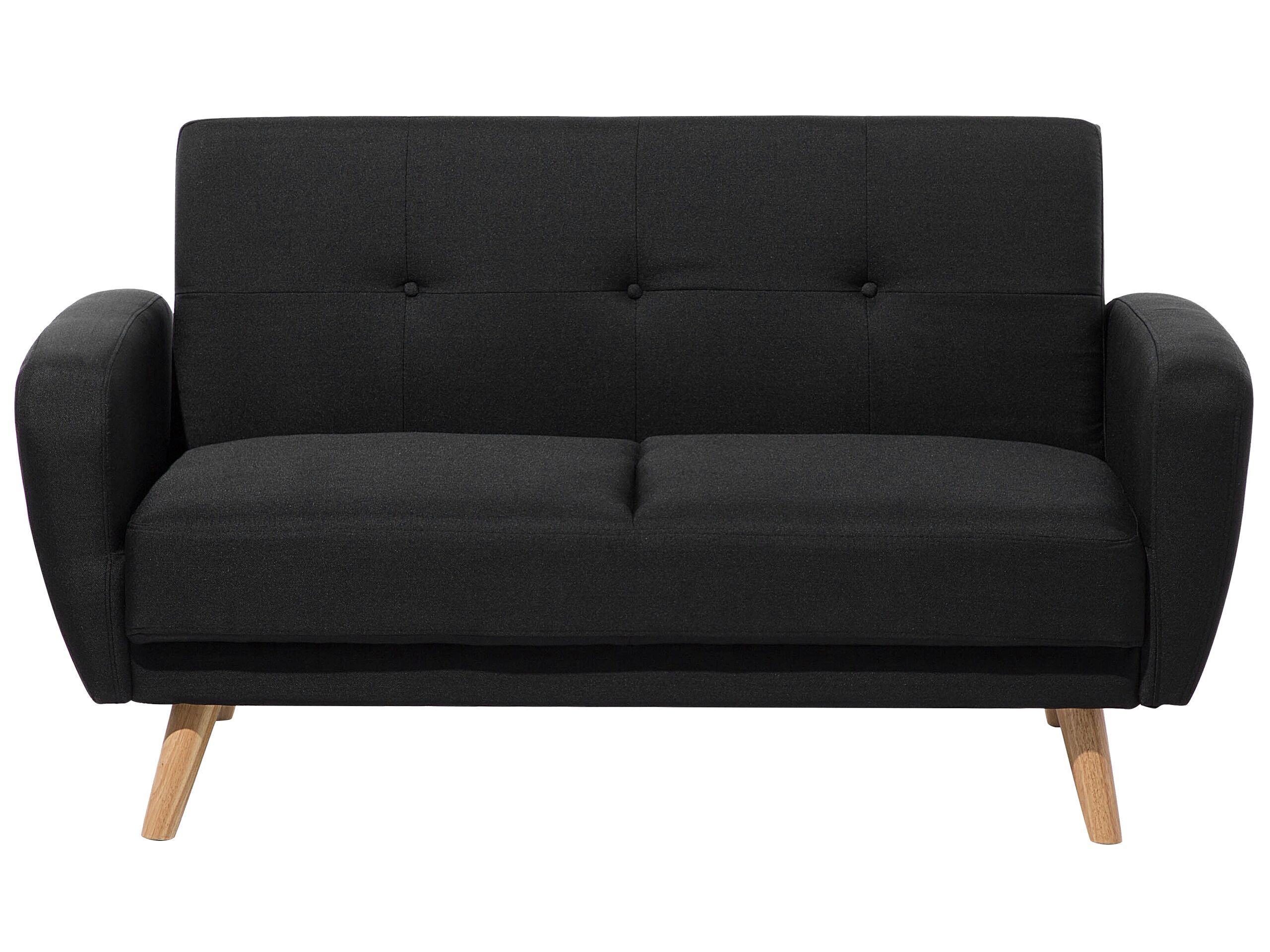 2 Seater Fabric Sofa Bed Black FLORLI