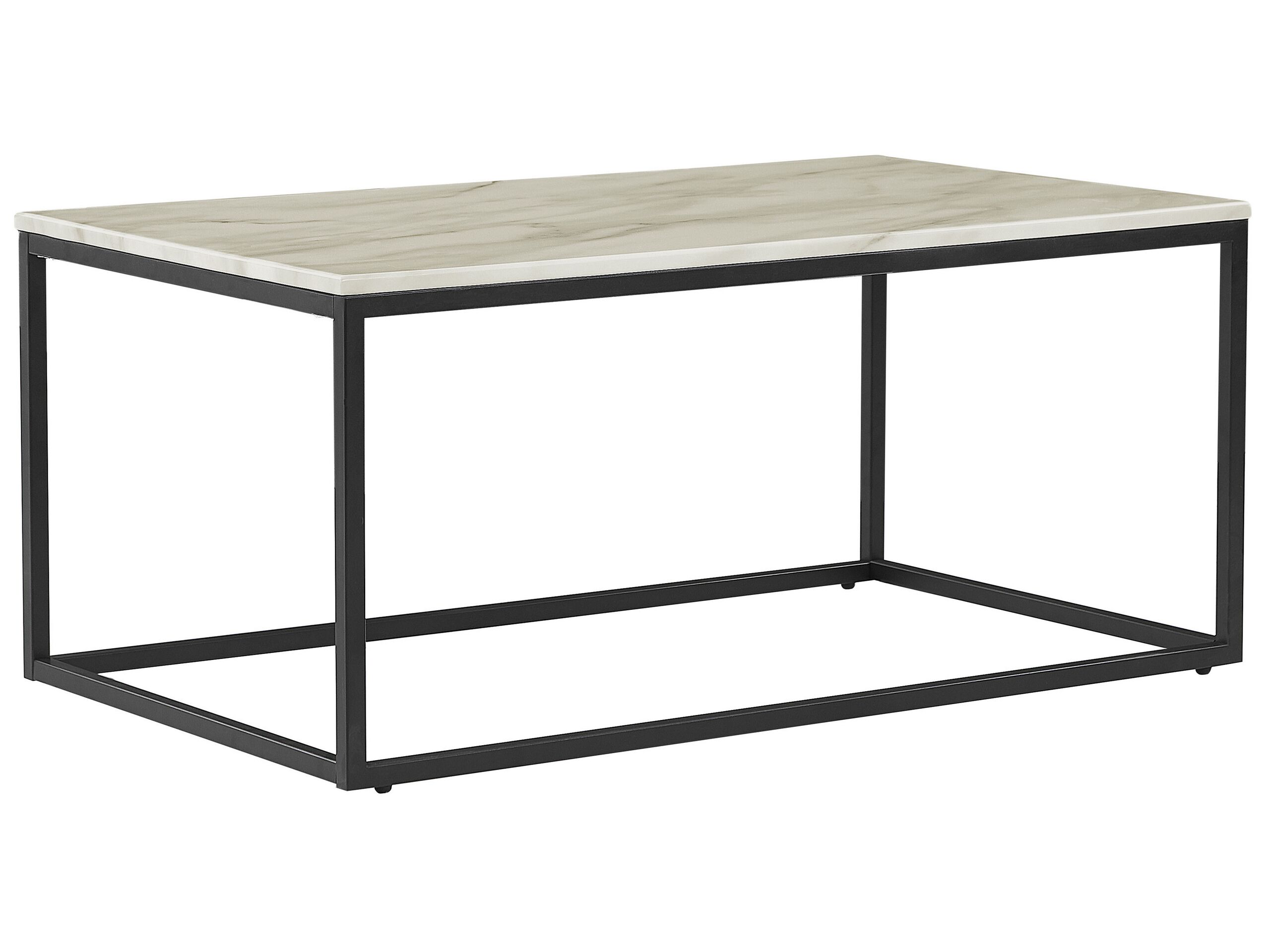 Marble Effect Coffee Table Beige and Black