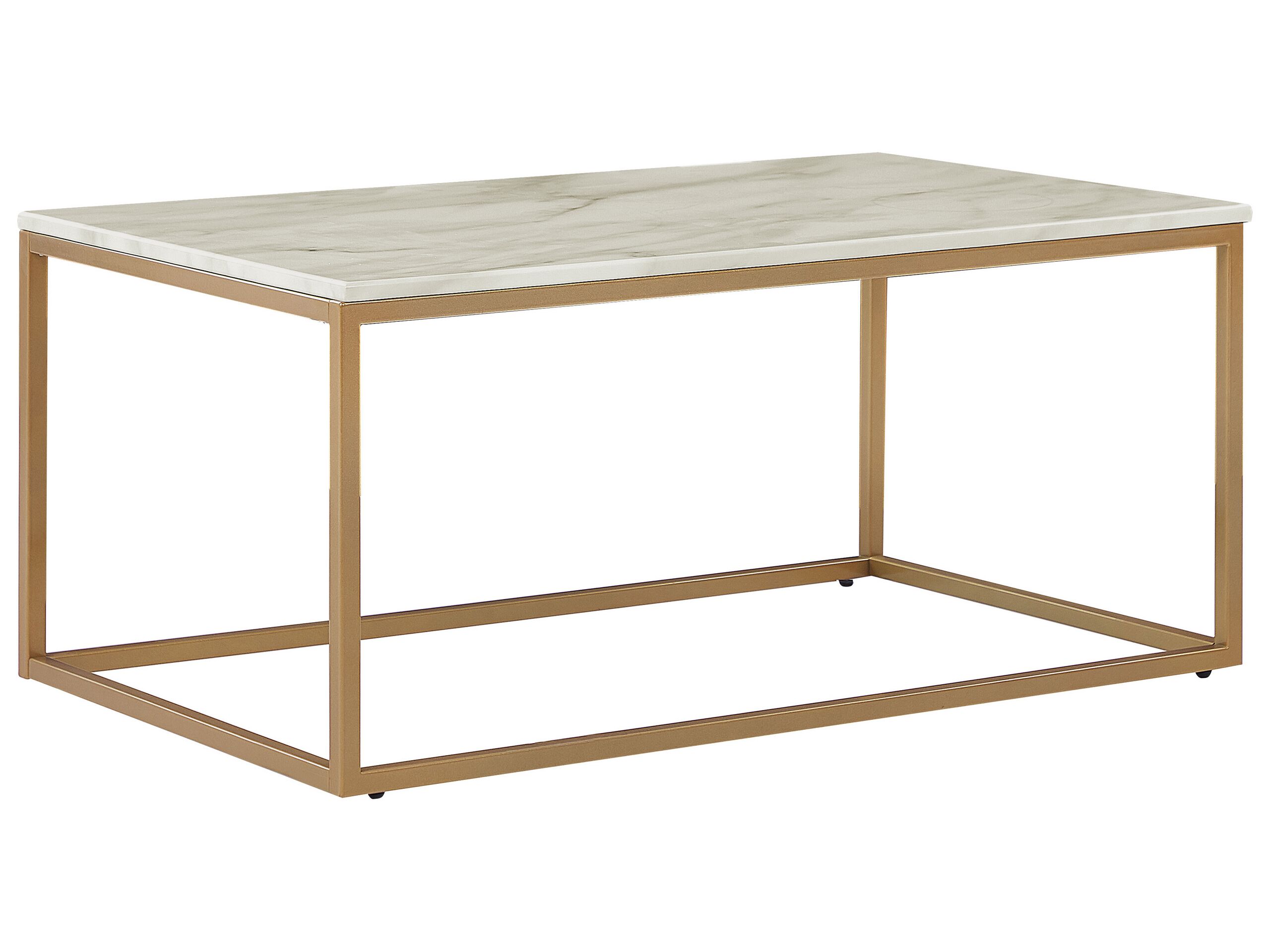 Marble Effect Coffee Table Beige and Gold