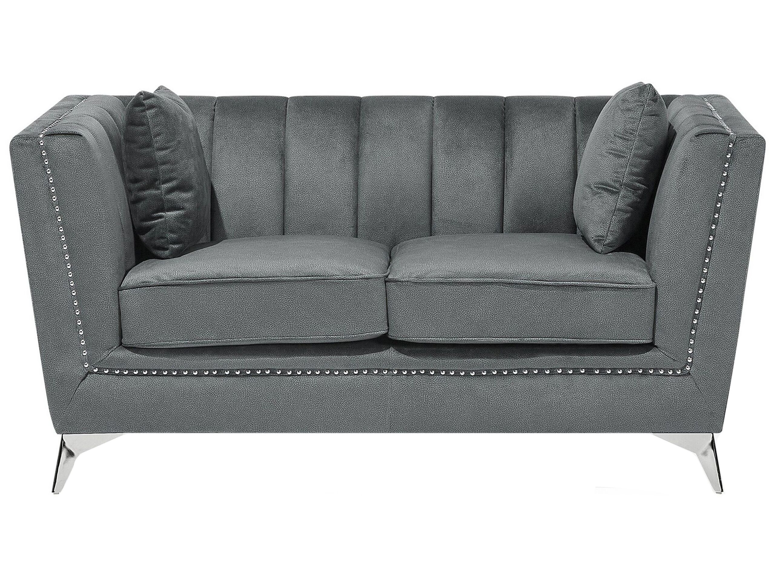 2 Seater Velvet Fabric Sofa Grey GAULA