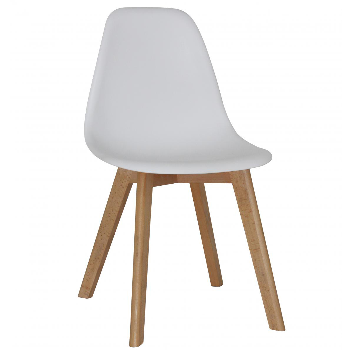 Lynton Plastic DIning Set of 4 Chairs with Solid Beech Legs - White