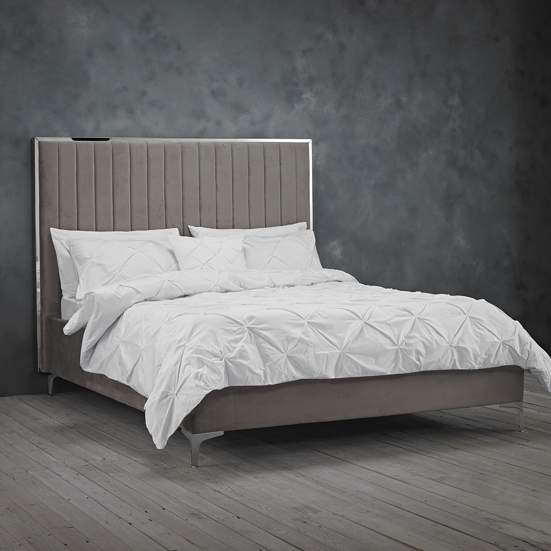 Berkeley Mink Grey Velvet Bed Frame - Standard Double 4ft6