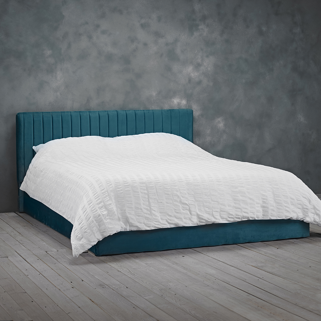 Berlin Teal Velvet Ottoman Bed - Kingsize 5ft