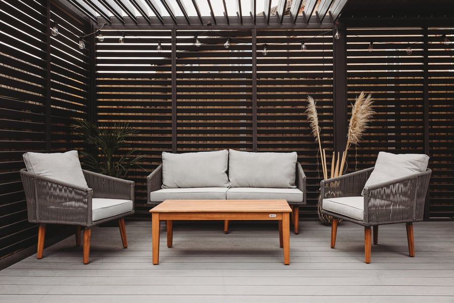 IRWORTH Garden Table and Sofa Set - Grey