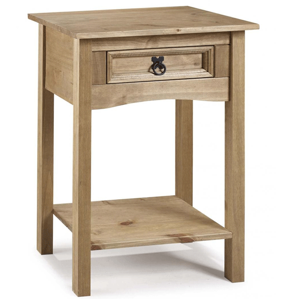 Waltham Distressed Solid Waxed Light Pine Console Table with Drawer and Shelf - Natural