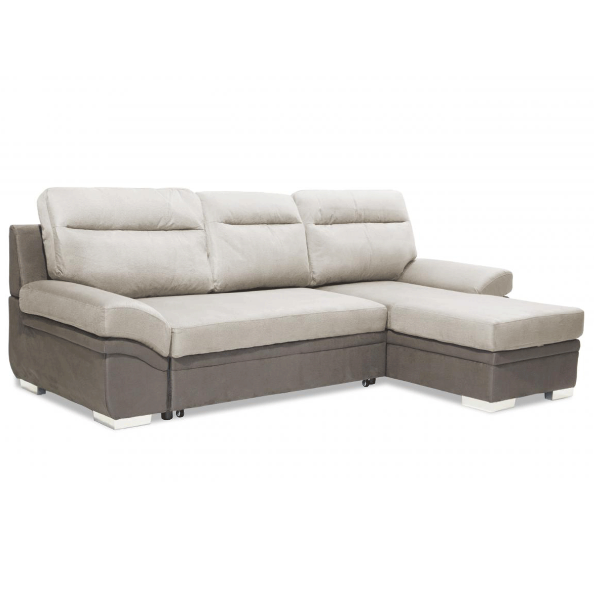 Freshwater Linen Grey 2 Seater Storage Corner Sofa Bed - Style and Functionality Combined