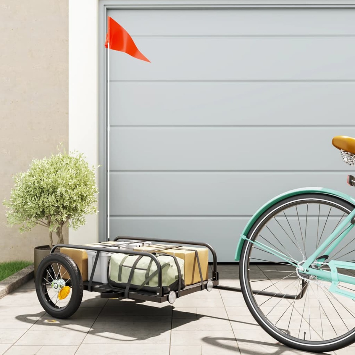 Bike Cargo Trailer Black 122x53x31 cm Iron